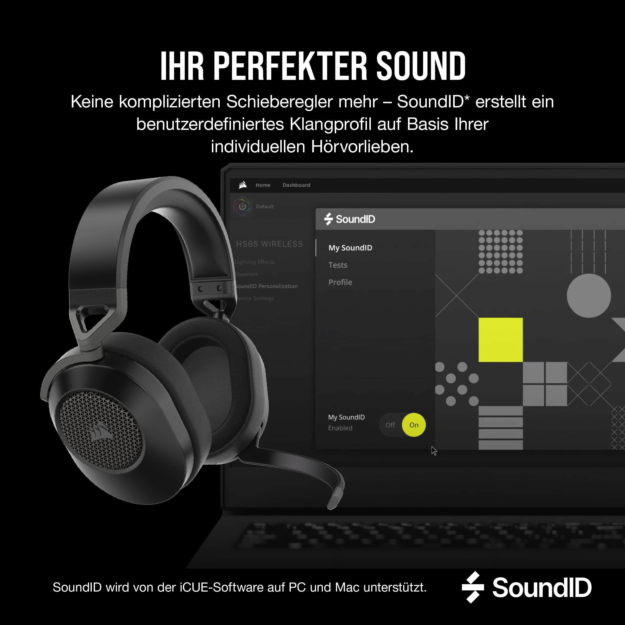 Corsair HS65 - Cuffie da gioco wireless a bassa latenza 2,4 GHz o Bluetooth, Dolby Audio surround 7.1, peso leggero, tasti accessibili, carbonio (ricondizionato)
