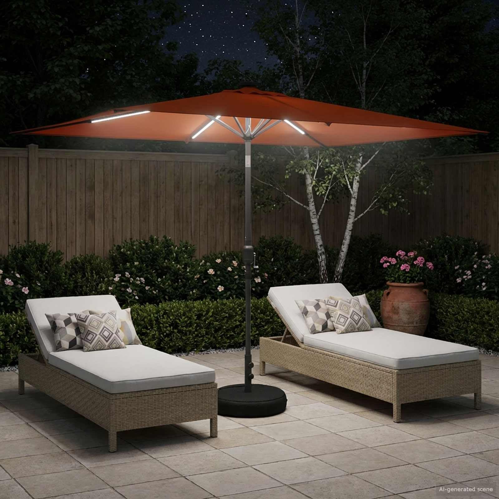 SYDE Parasol ogrodowy z oświetleniem LED i podstawą 200 x 300 cm