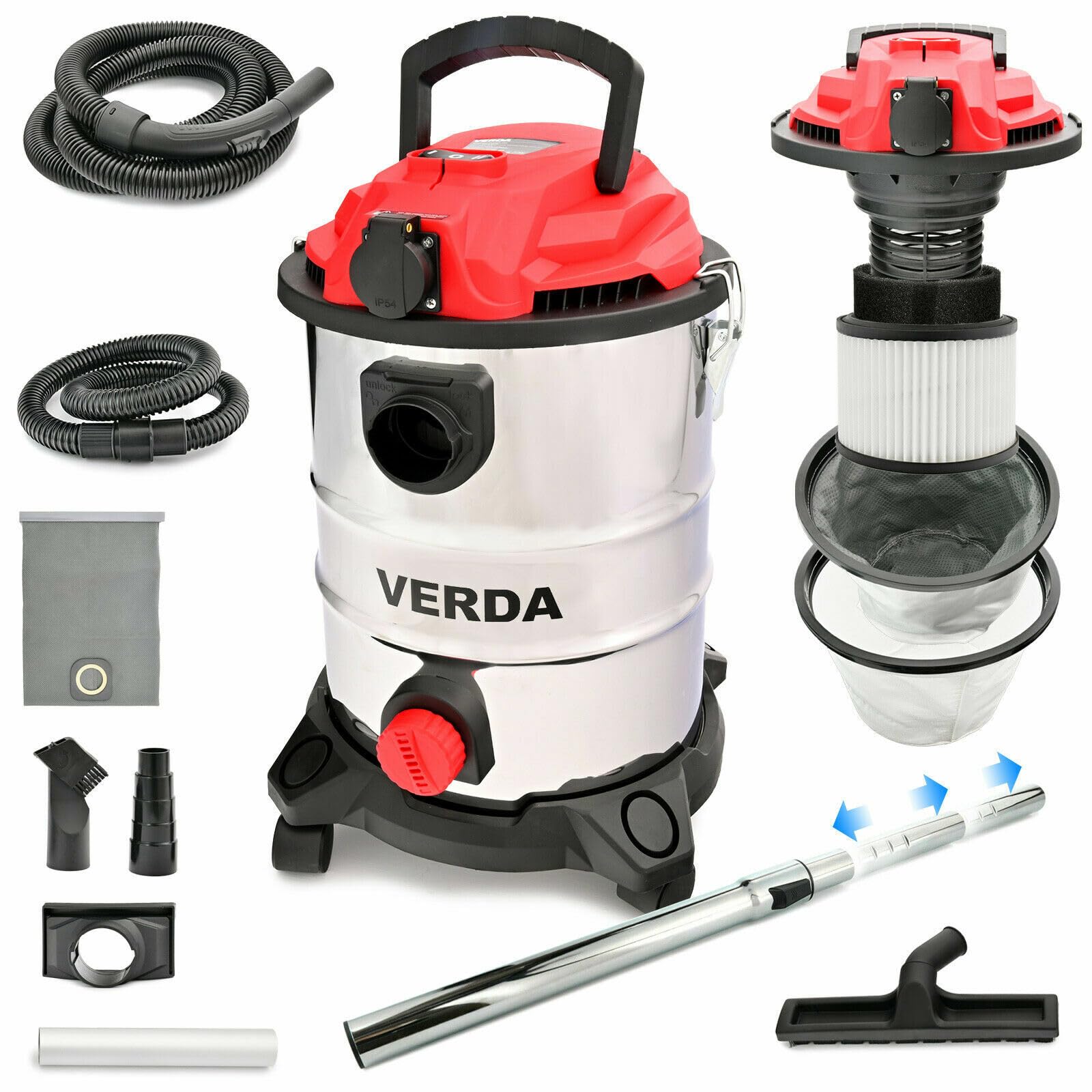 ODKURZACZ PRZEMYSŁOWY DO POPIOŁU KOMINKA PIECA GRUZU SEPARATOR SUCHO MOKRO1650W SN196