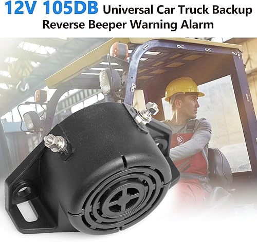 Vista 5 de CarBole Alarma de marcha atrás, resistente 105 dB 12 V-24 V CC, alarma de advertencia inversa profesional con tono de sonido muy fuerte