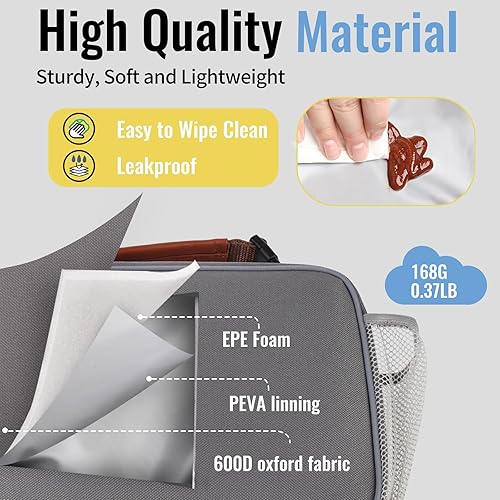 Miniatura 4 de Genteen Lonchera para hombres, mujeres, adultos y niños, lonchera pequeña aislada reutilizable, cierre de cremallera y asa de hebilla, enfriador