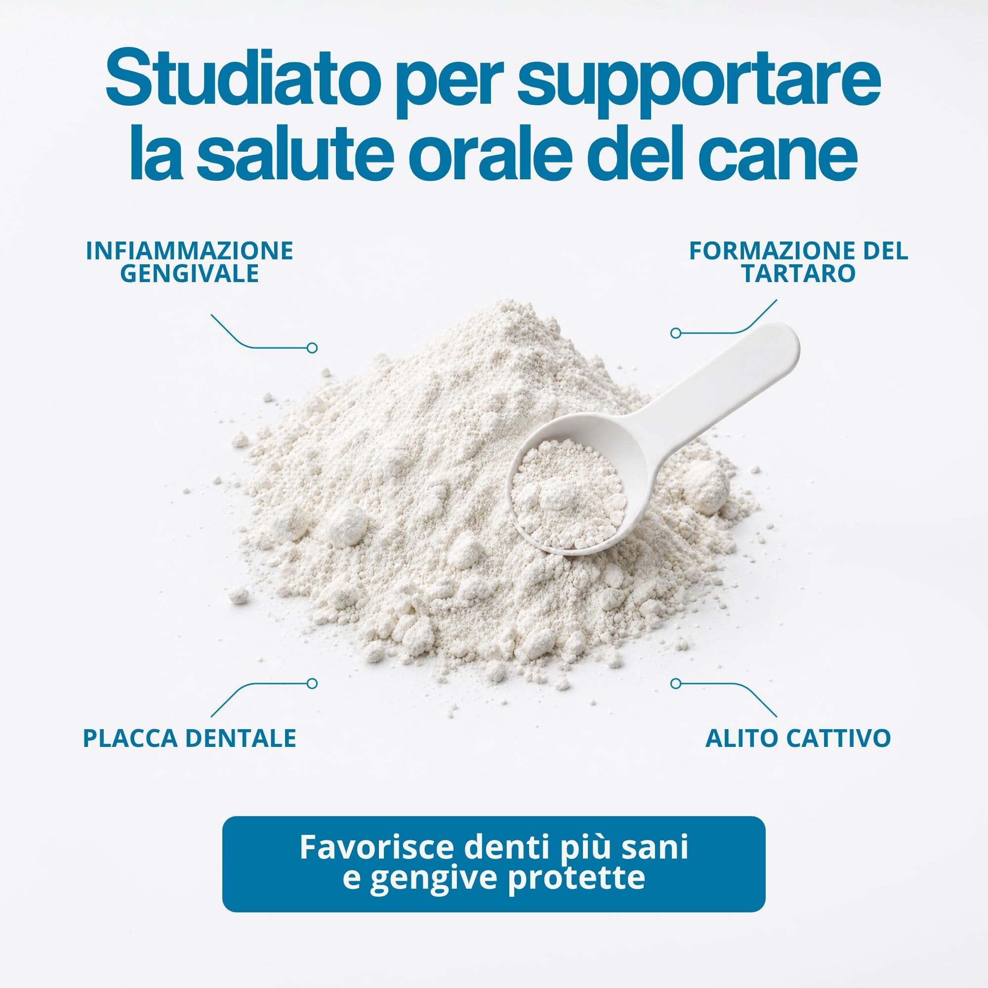 Sciogli Tartaro Denti Cane 180g Polvere Dentale per Cani Supporto Alito Cane Protezione Denti Gengive per Placca e Tartaro con Ingredienti Naturali Mangime Complementare Alta Appetibilità Igiene Orale