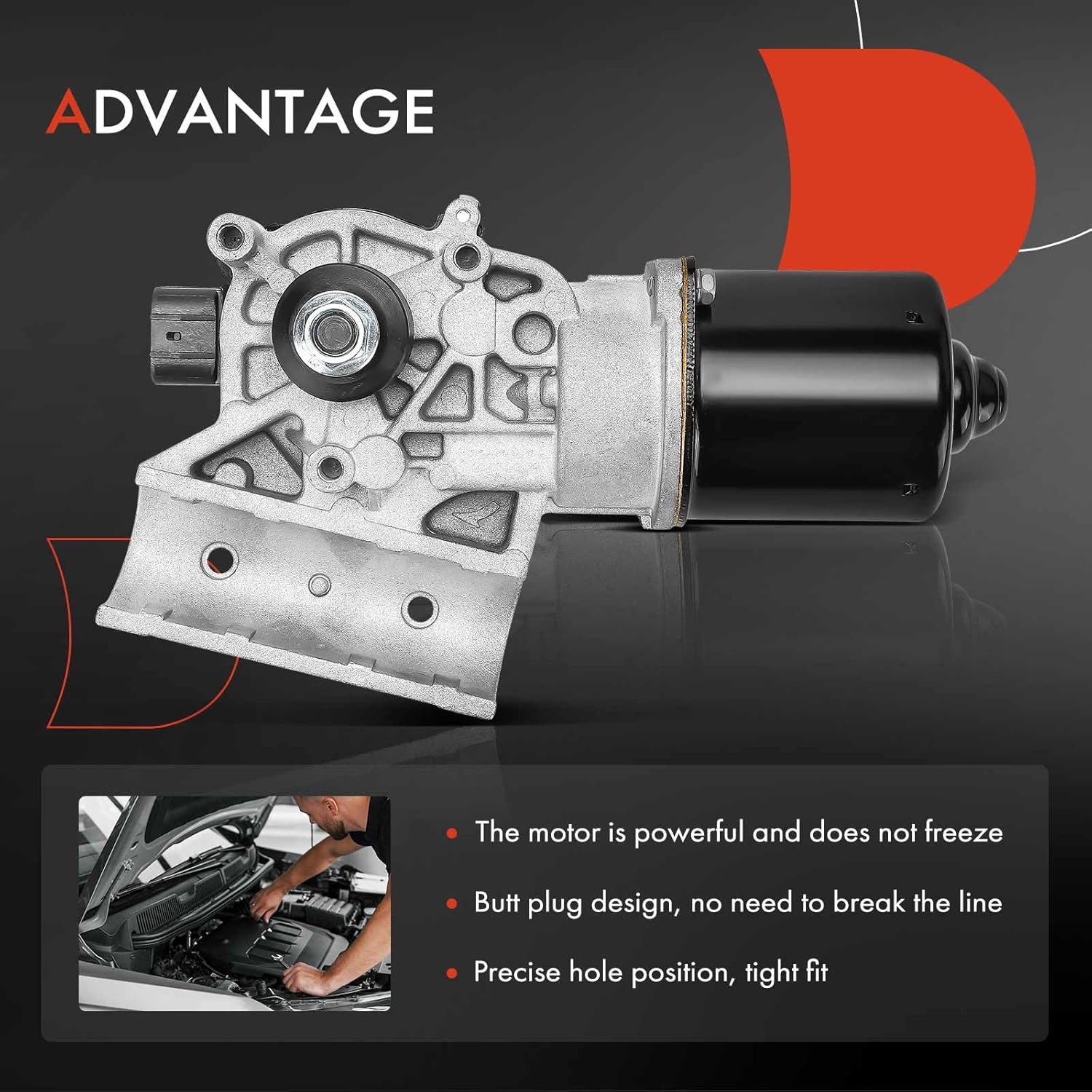 A-Premium Front Windshield Wiper Motor Compatible with Honda Odyssey 2011-2017, 5-Pin, Replace# 76505TK8A01, 76505TK8A02