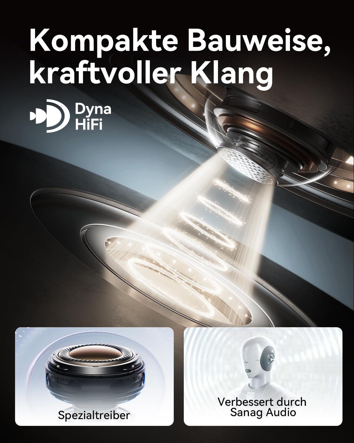 SANAG S7SUltra Open Ear Kopfhörer, Clip On Earbuds Kabellos Dyna HiFi, Bluetooth 6.0, 40H Spielzeit, IP67 Wasserdicht, 4g, ENC Geräuschunterdrückung für Anrufe, Sicherer Halt für Laufen, Radfahren