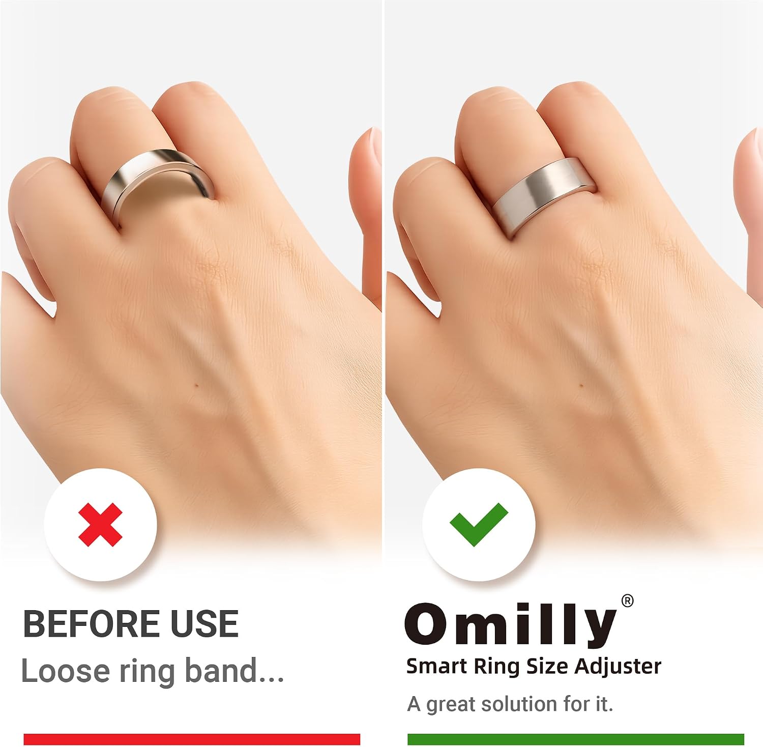 Omilly Smart Ring Size Adjuster for Oura Ring Gen 4 / Gen 3, Invisible Ring Sizer Reducer with Stickers and Inserts, Secure Comfortable Fit-62PCS