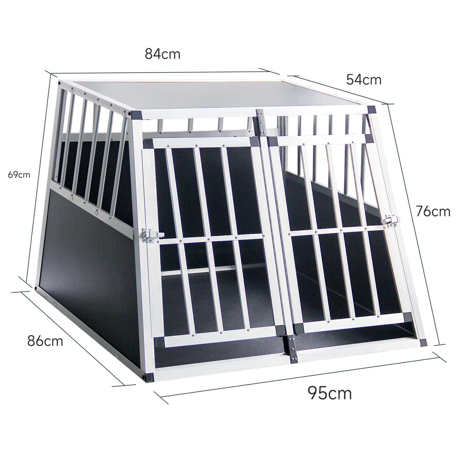 Hunde Transportbox Autotransportbox ALU Hunde Box für den Transport MDF Platten Aluminium 1 Türig Gitterbox Welpen Transportbox (95 * 86 * 69cm)