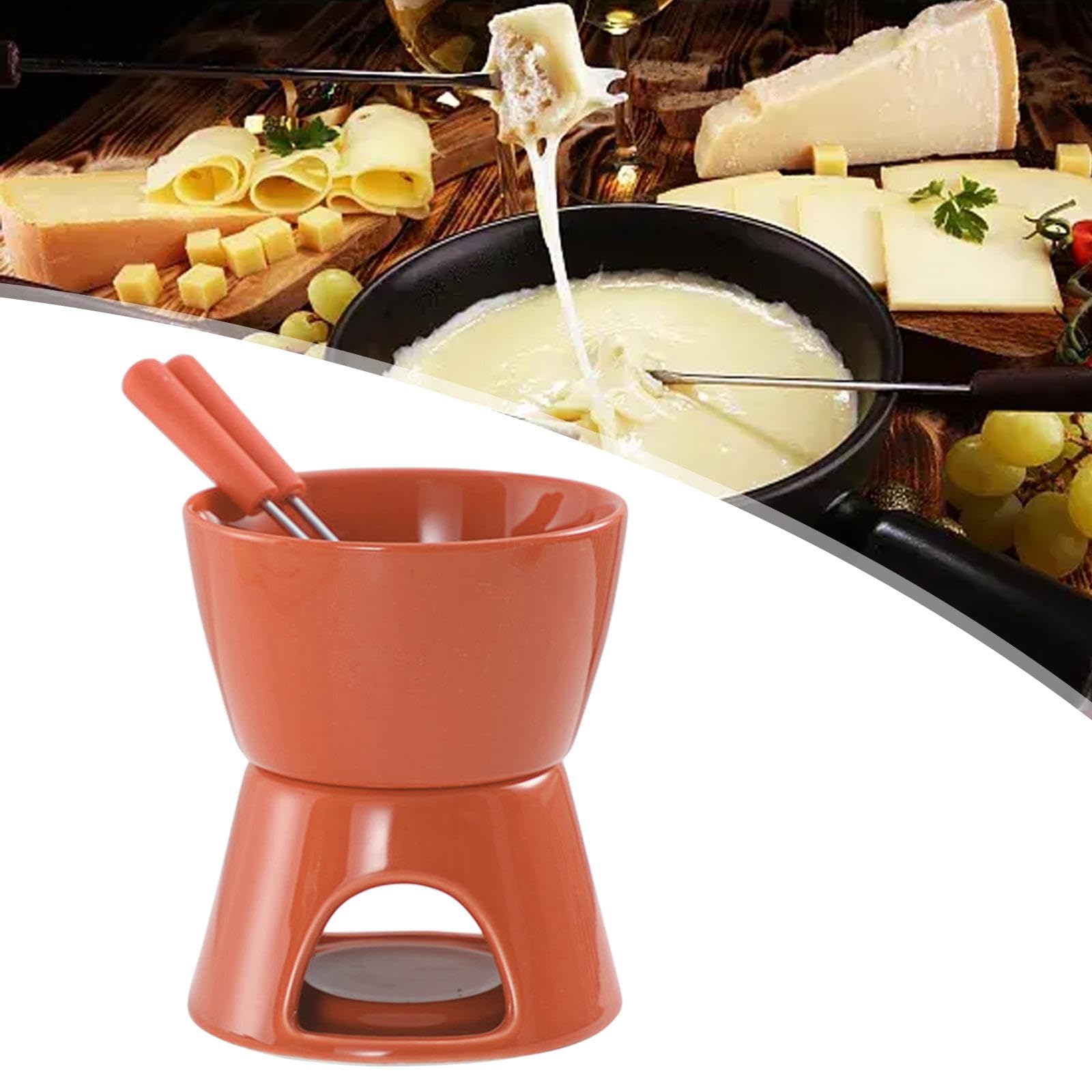 Fondue Pot Set Cheese Fondue Pot Chocolate Melter 300ml Melting Pot, Cookware Ceramic Hot Pot Porcelain Melting Pot for Candy