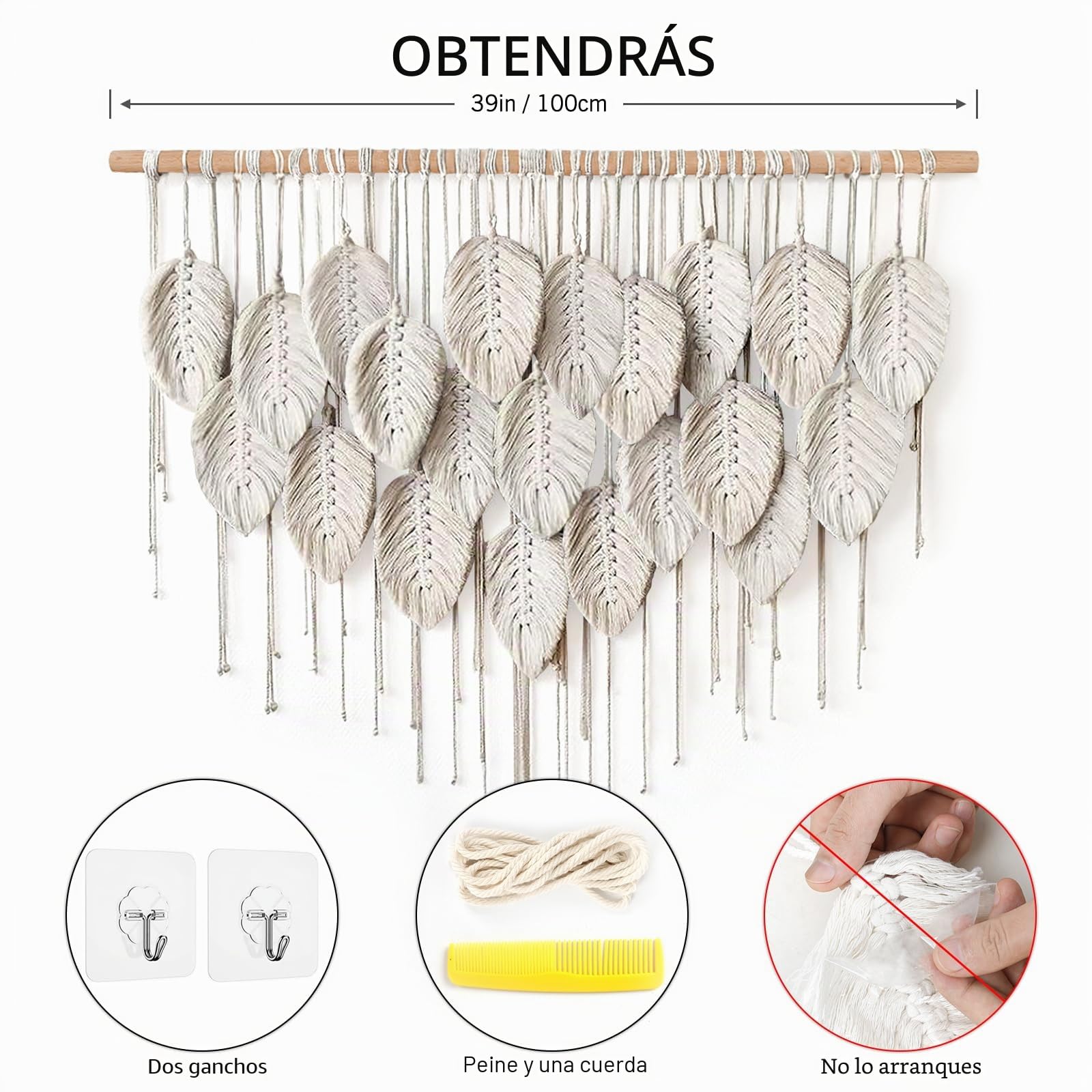 ASTNIC Tapiz de macramé para colgar en la pared, gran tapiz bohemio con borlas trenzadas, hecho a mano, decoración artística de pared para dormitorio, sala de estar, apartamento