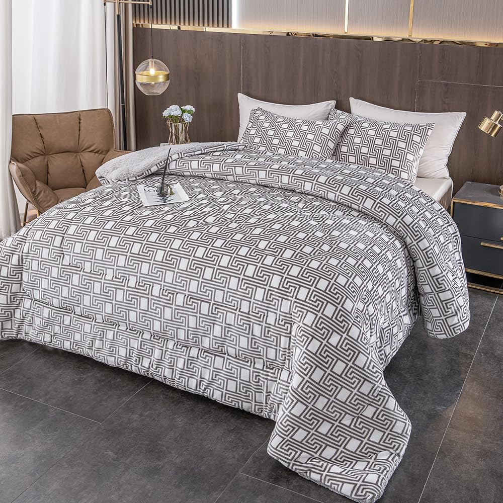 PLUS HOME Plushome Edredon Nordico con Borreguito 180x240Cm con 1 Funda Almohada, Edredòn Extra Suave Gruesa Calido
