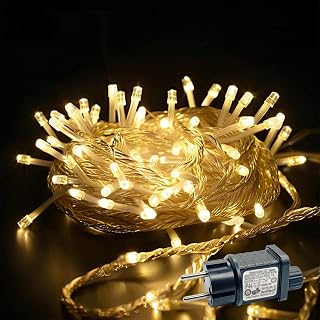 Lichterkette Außen 15 m mit 100 LED Warmweiß, IP44 Wasserdicht, 8 Modi & Timer,