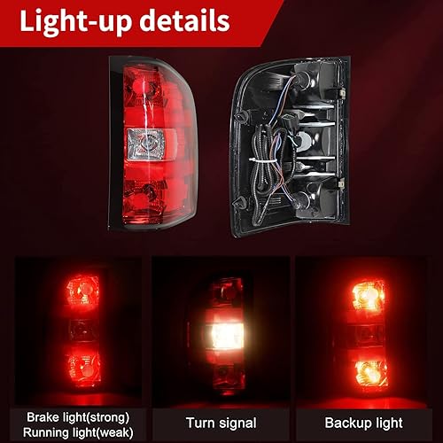 Miniatura 7 de Conjunto de luz trasera del lado del pasajero para Chevy Silverado 2007-2013 estilo de fábrica para camioneta luces traseras de montaje de luces de