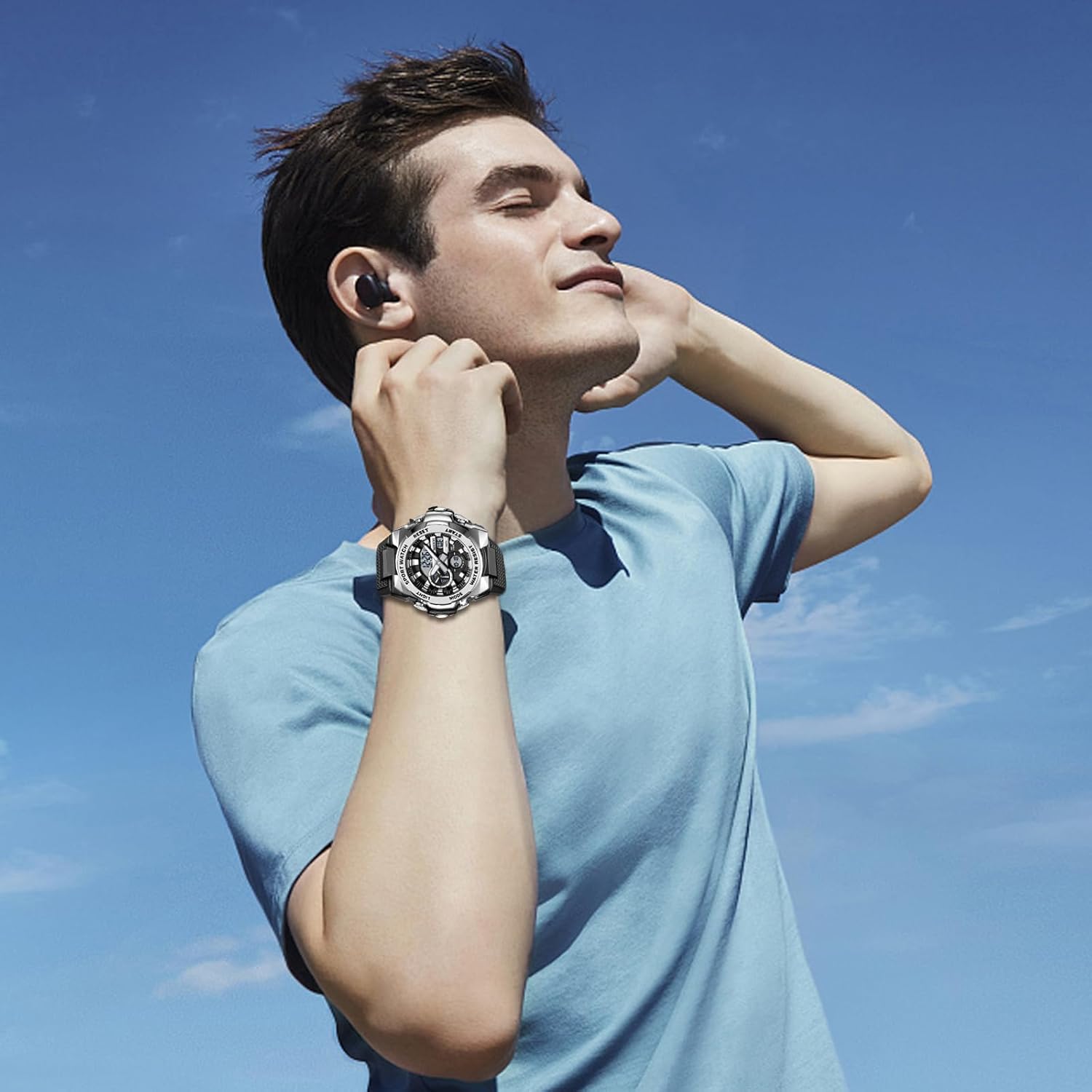 FANMIS Mens Military Multifunction Digital LED Watch Electronic Waterproof Alarm Quartz Sports Watch - Image 4