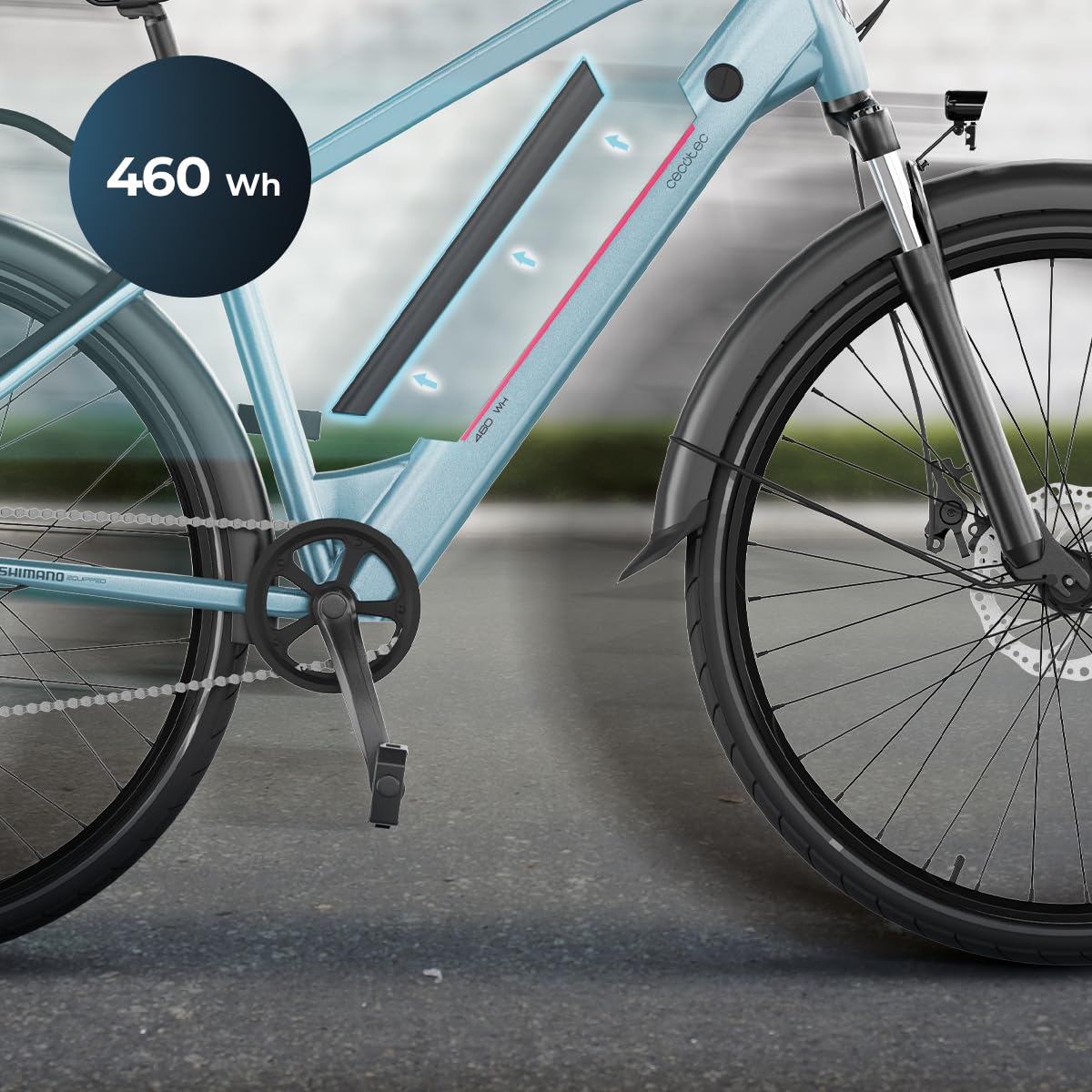 Cecotec Vélo Électrique Urban Pro. 250W, Roues 28", Autonomie 90Km, Batterie 460Wh, Suspension Avant, Dérailleur Shimano 7 Vitesses et Frein Hydraulique à Double Disque