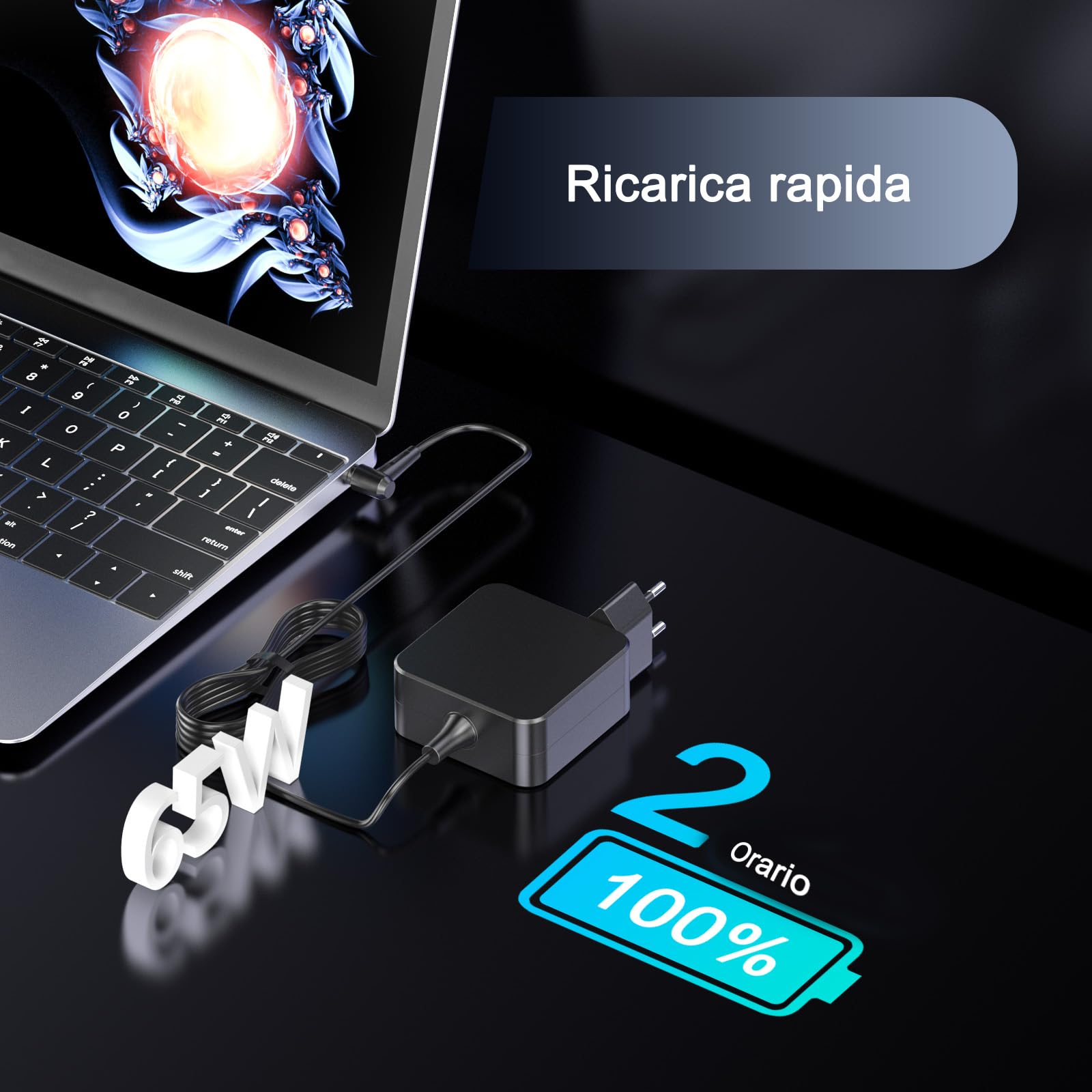 65W 20 V 3.25 A Caricatore Portatile Alimentatore Compatibile con Lenovo IdeaPad 3 5 310 310S 320 320S 330 330S 310-15ISK 320 15IKB 330-15IKB 510 S145 Flex 5 6 ADLX65CDGE2A ADLX65CCGE2A Caricabatterie