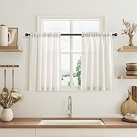 Vista 92 de Guken - Cortinas de lino negro de 108 pulgadas de largo para sala de estar, dormitorio, juego de 2 paneles, bolsillo para barra, cortinas