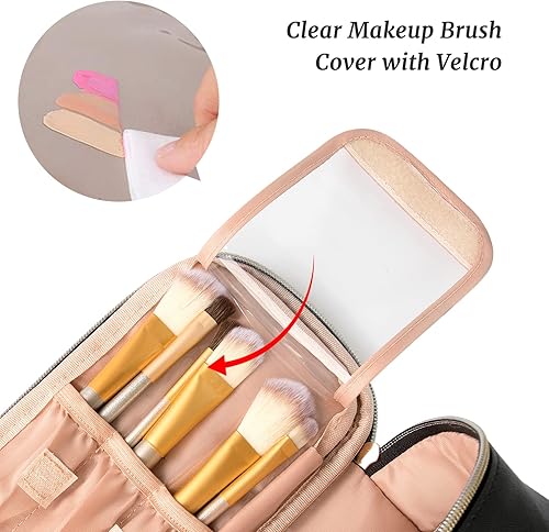Miniatura 5 de OCHEAL Pequeña bolsa de cosméticos, portátil, bonita bolsa de maquillaje de viaje para mujeres y niñas, organizador de brochas de maquillaje, bolsa