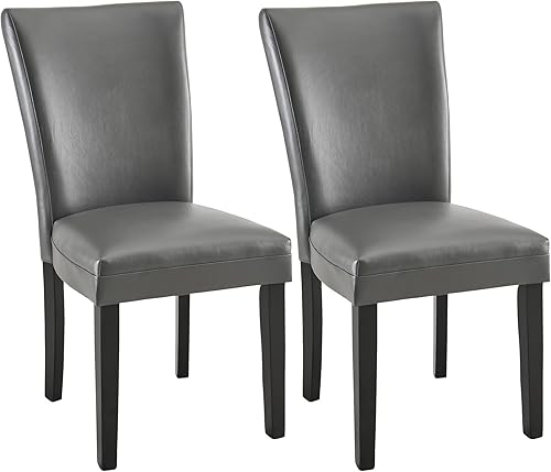 MODERION Juego de 2 sillas de comedor con patas de madera maciza, sillas de cocina tapizadas con piel sintética de cuero, sillas decorativas con