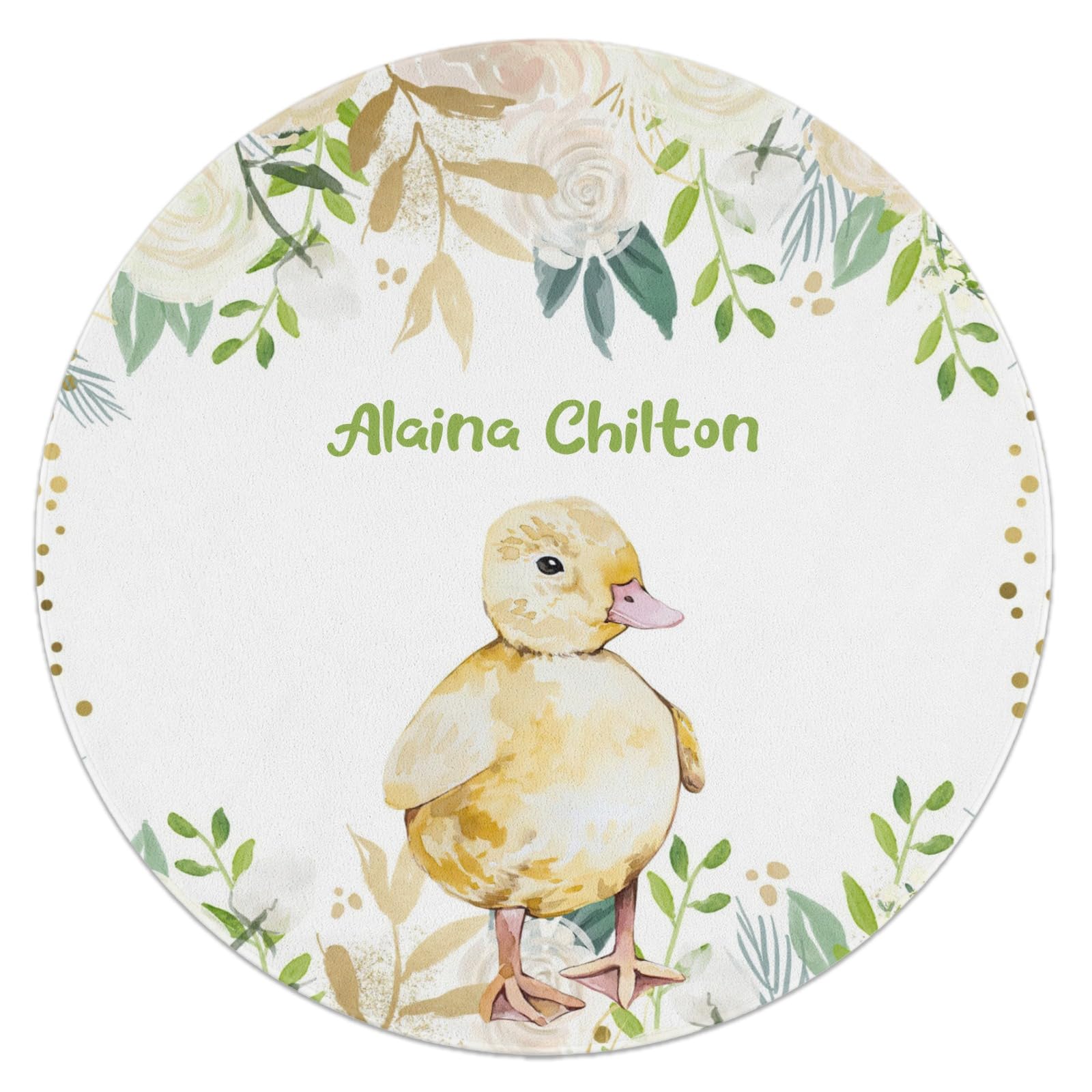 NZOOHY Cute Floral Duckling Personalized Gifts Baby Rugs for Toddler Girls Boys Custom Nursery Rug Soft Non-Slip Mat for Crawling Playing 31.5 in