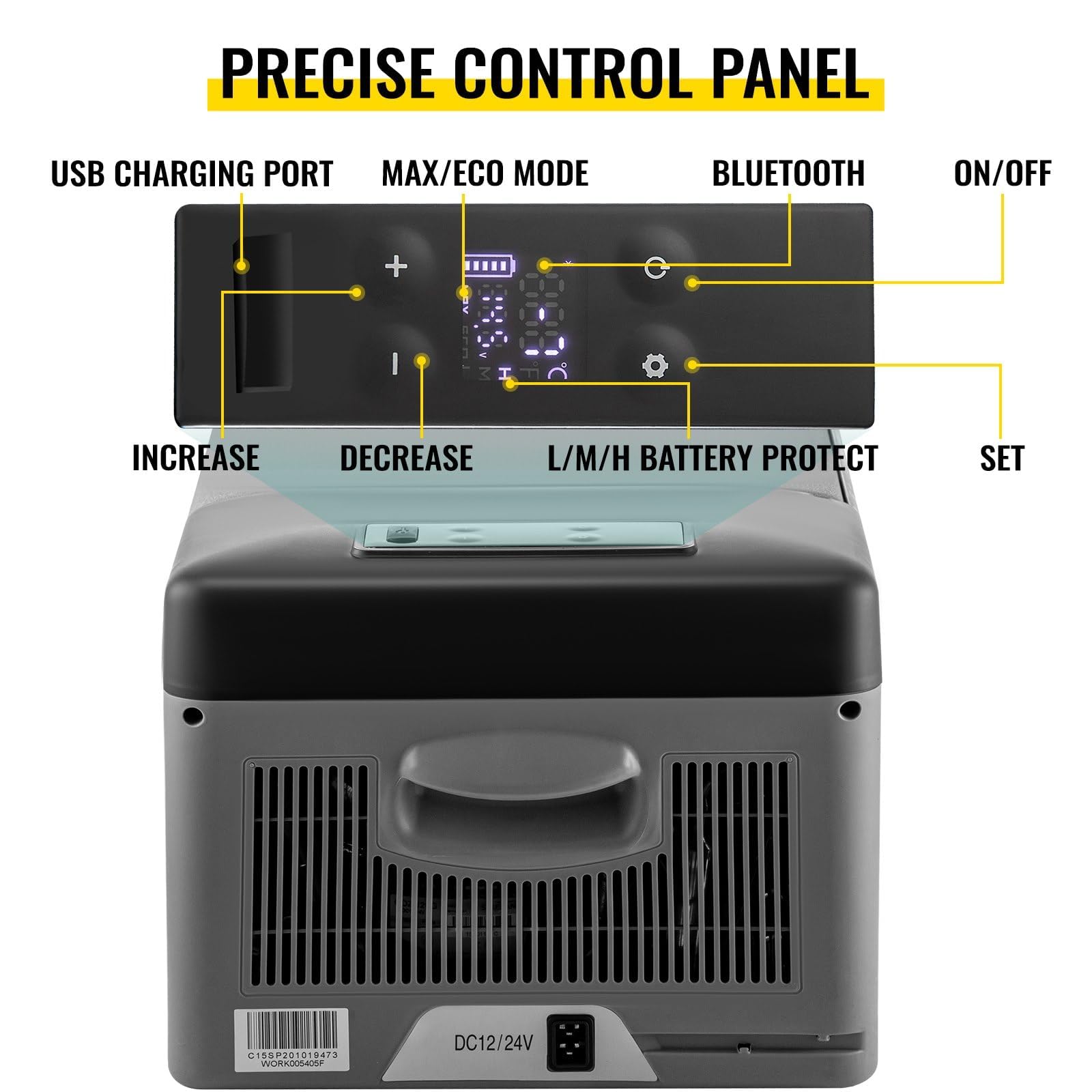 Frigorifero per auto da 15 l, congelatore portatile, 12/24 V CC, da -20 °C a 10 °C, frigorifero a compressore per campeggio, camper, SUV e casa