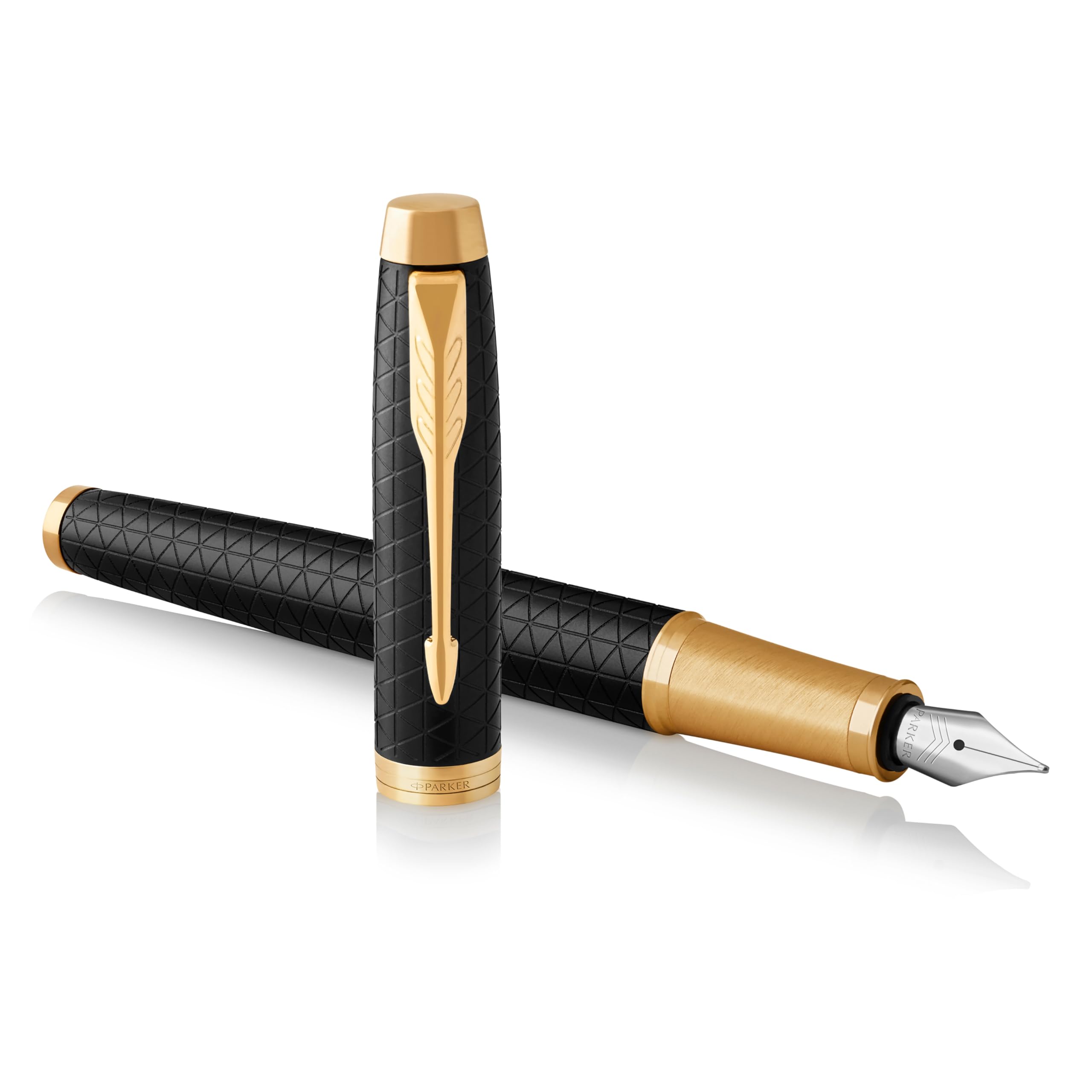 PARKER IM Fountain Pen, Premium Black, Fine Nib with Blue Ink Refill (1931646)