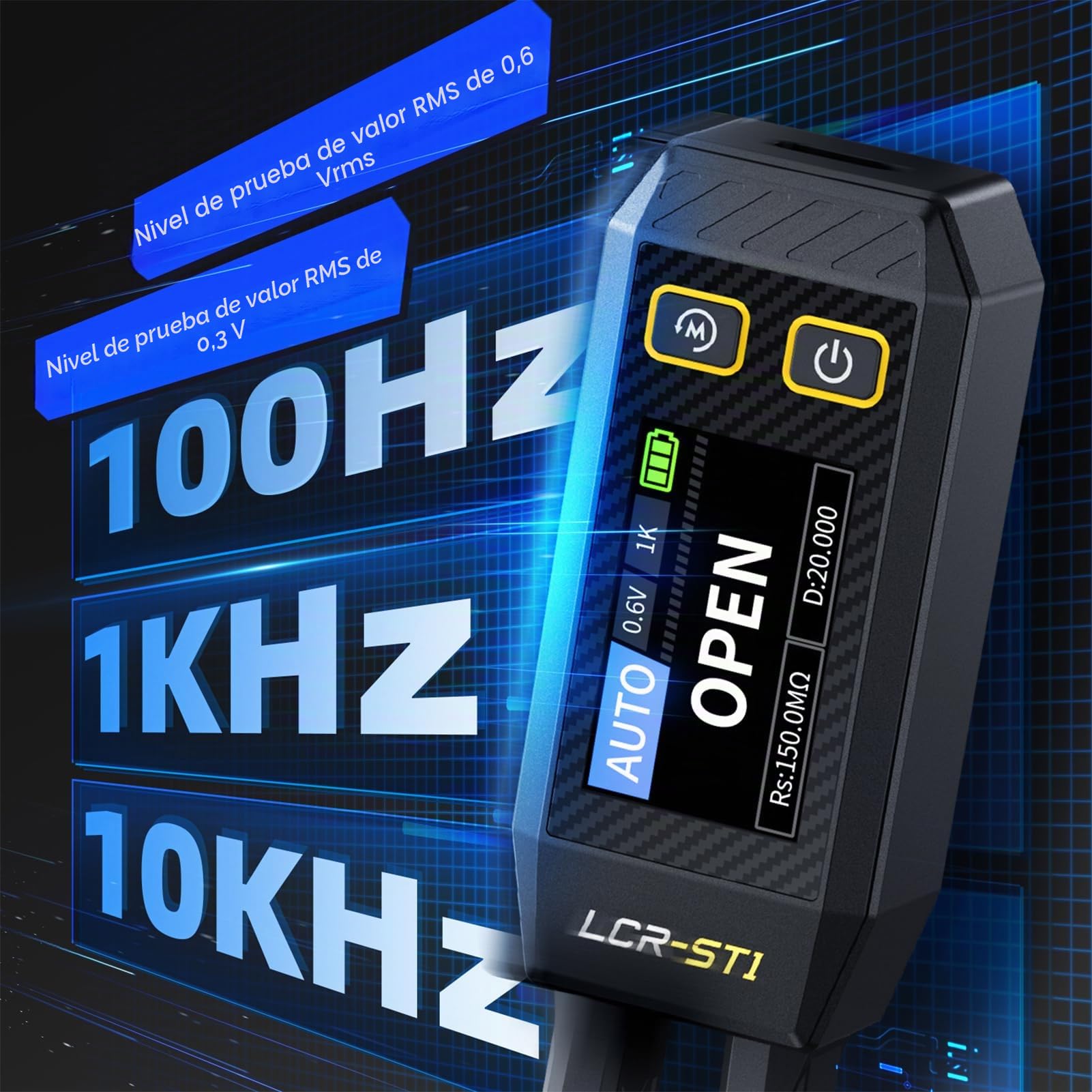 Pinzas de Medición LCR 10KHz,Mini Probador Inteligente SMD, Probador De Diodo De Continuidad De Inductancia De Capacidad, Reconocimiento Automático De Componentes,Componente Electrónico Analiza