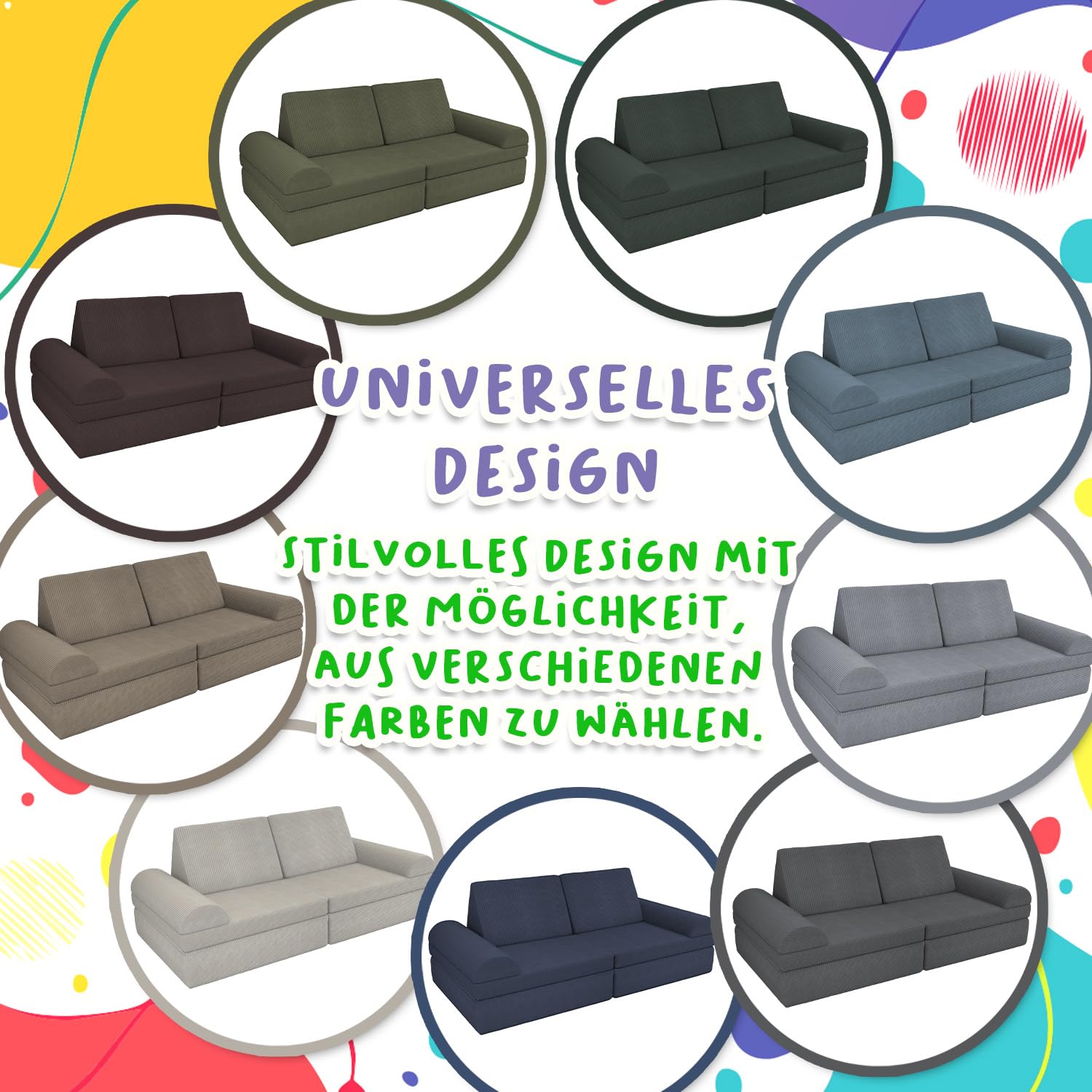 POKAR Kindersofa | Spielsofa Cord aus Schaumstoff Bausteinen | Modulares Spielsofa für Kinder | Kuschelecke im Kinderzimmer Kindercouch | Oeko-Tex 100 Zertifiziert | Warmer Karamell
