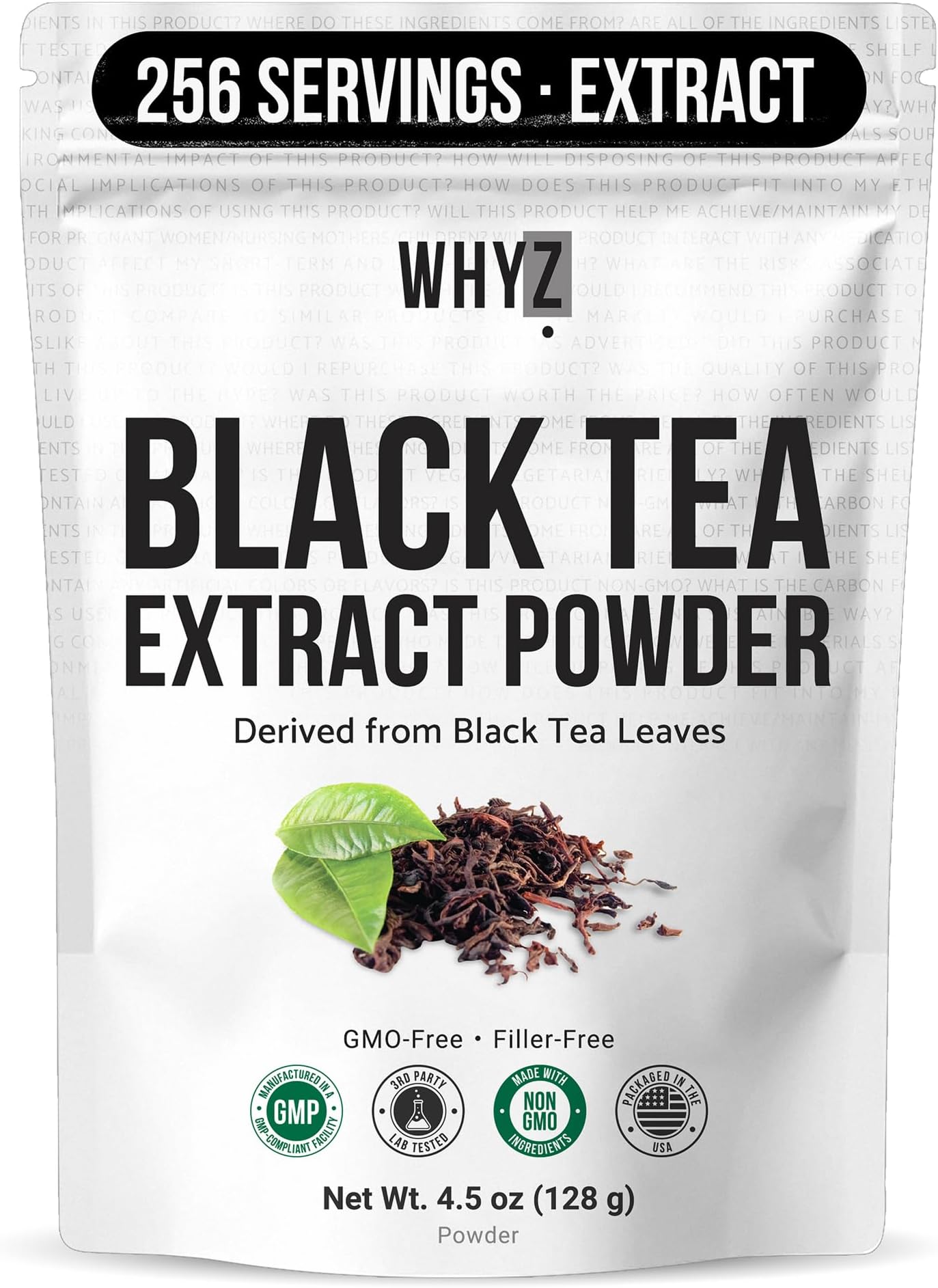 Instant Black Tea Extract Powder, Unsweetened Iced Tea Extract from Real Black Tea Leaves for Hot or Cold Drinks, Instant Tea Mix for Beverages, Smooth Mixing, Zero Additives, Non-GMO, 127g , 254 Servings