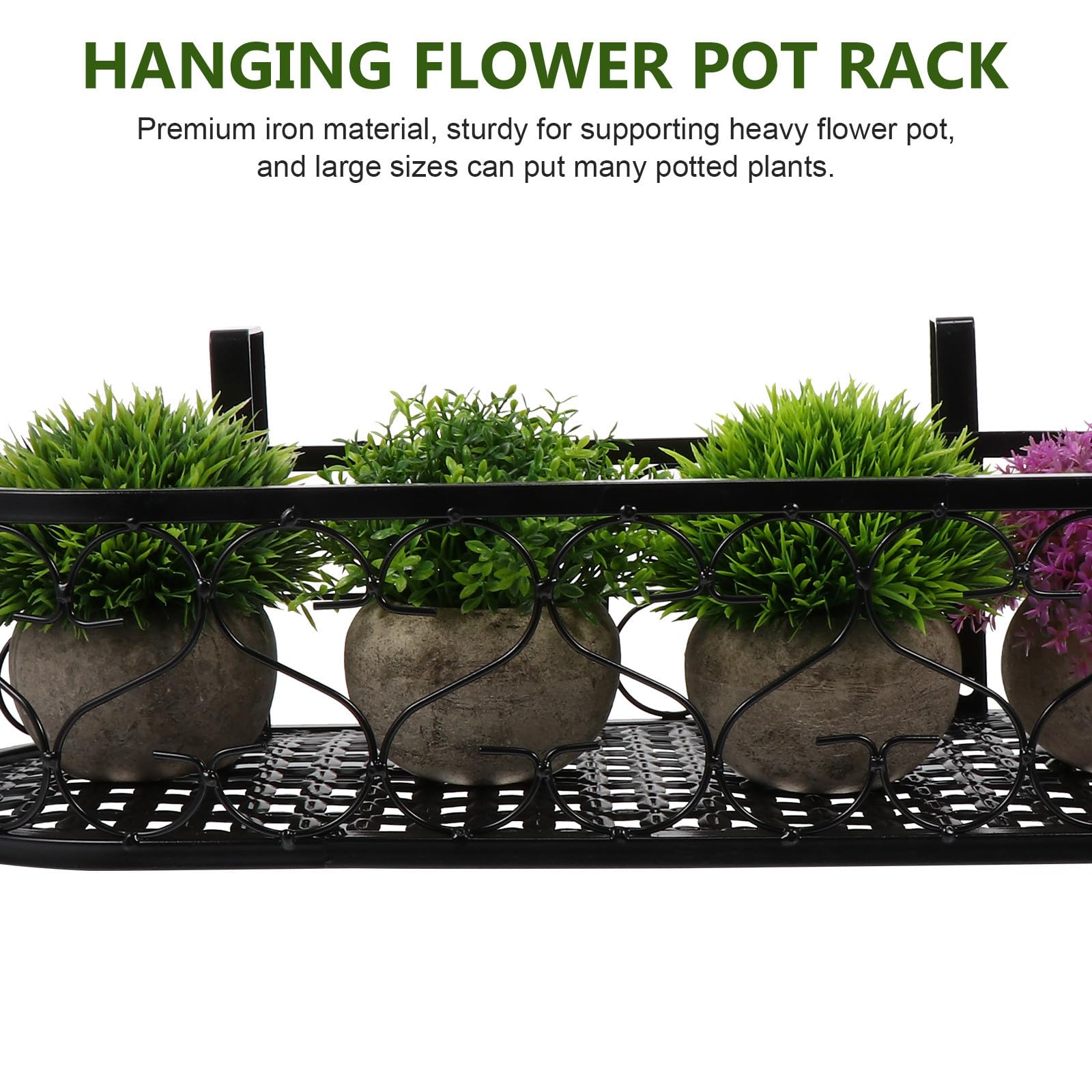 Blumenkasten Halterung für Geländer Hängendes Pflanzenregal aus Eisen Schwarz Stabil und Formfest für Balkon und Garten