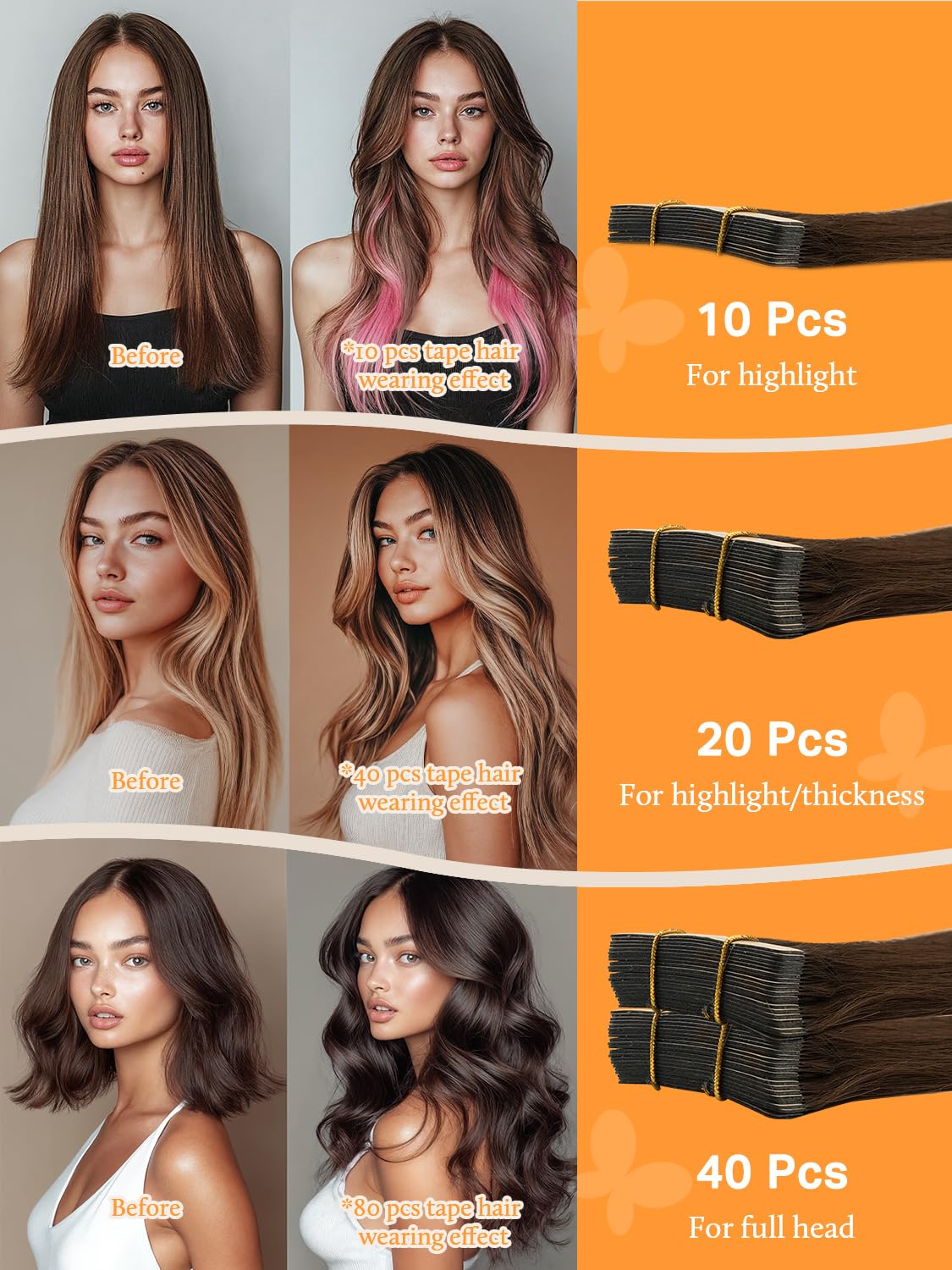 DOORES Extension Capelli Veri Biadesivo, Marrone Cioccolato 35cm 14 pollice 50g 20pcs, Invisibilità Tape in Hair Extensions Capelli Lisci Real Human Hair