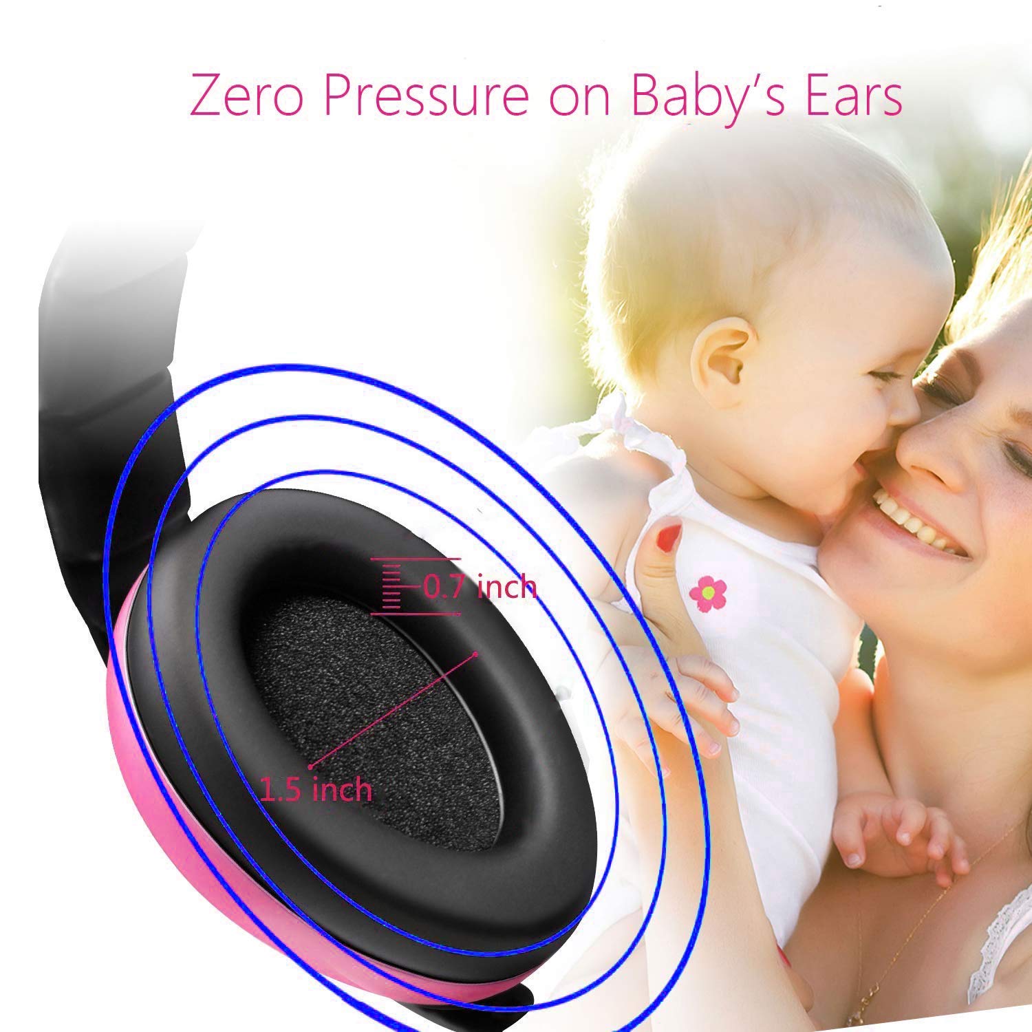 Baby Noise Cancelling Headphones, Ear Protection Earmuffs Noise Reduction for 0-3 Years Kids/Toddlers/Infant, for Babies Sleeping, Airplane, Concerts, Movie, Theater, Firework (Rose Red) 2