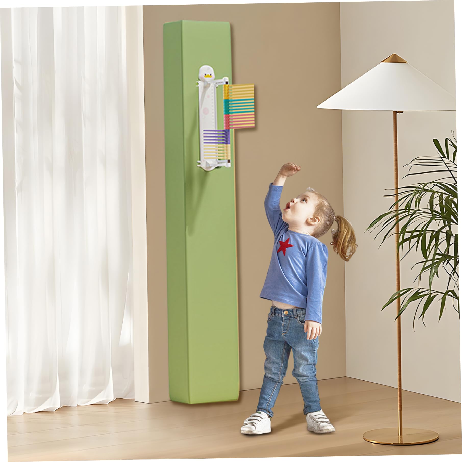 Vertikaler Jump -Tester für Kinder Cartoon Entenwand montiert vertikaler Sprungtrainer Angerufene vertikale Sprungmessungsinstrument für Kindergarten, vertikaler Jump -Tester, vertikale Sprungmessung