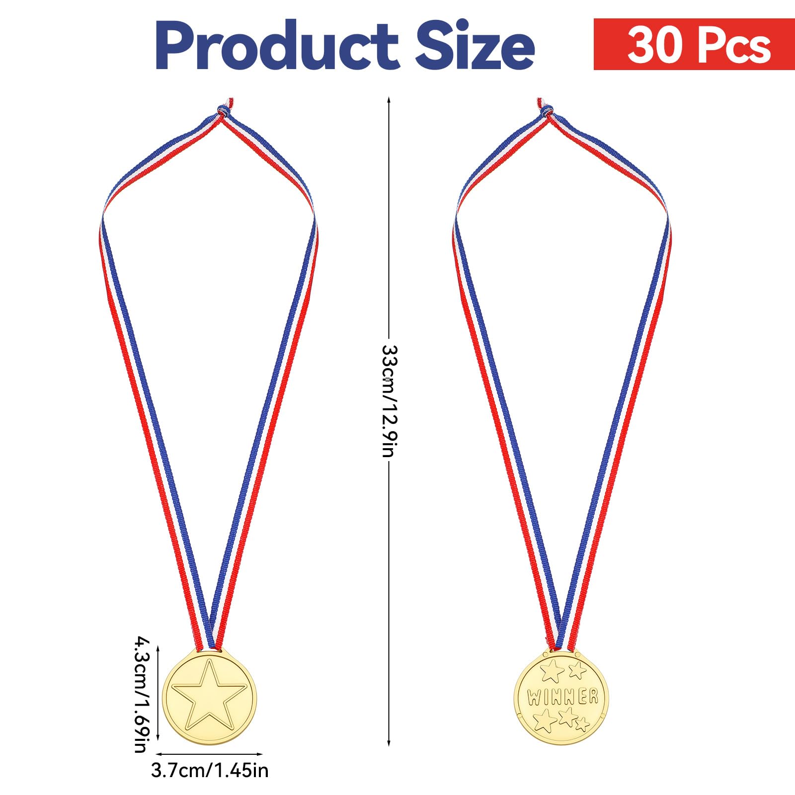 Złote medale dla dzieci, 30 szt. złotych medali za nagrody, plastikowe medale zwycięzcy, medale sportowe, nagrody w klasie dla nauczycieli, wydarzenia sportowe, zawody szkolne i gry rodzinne