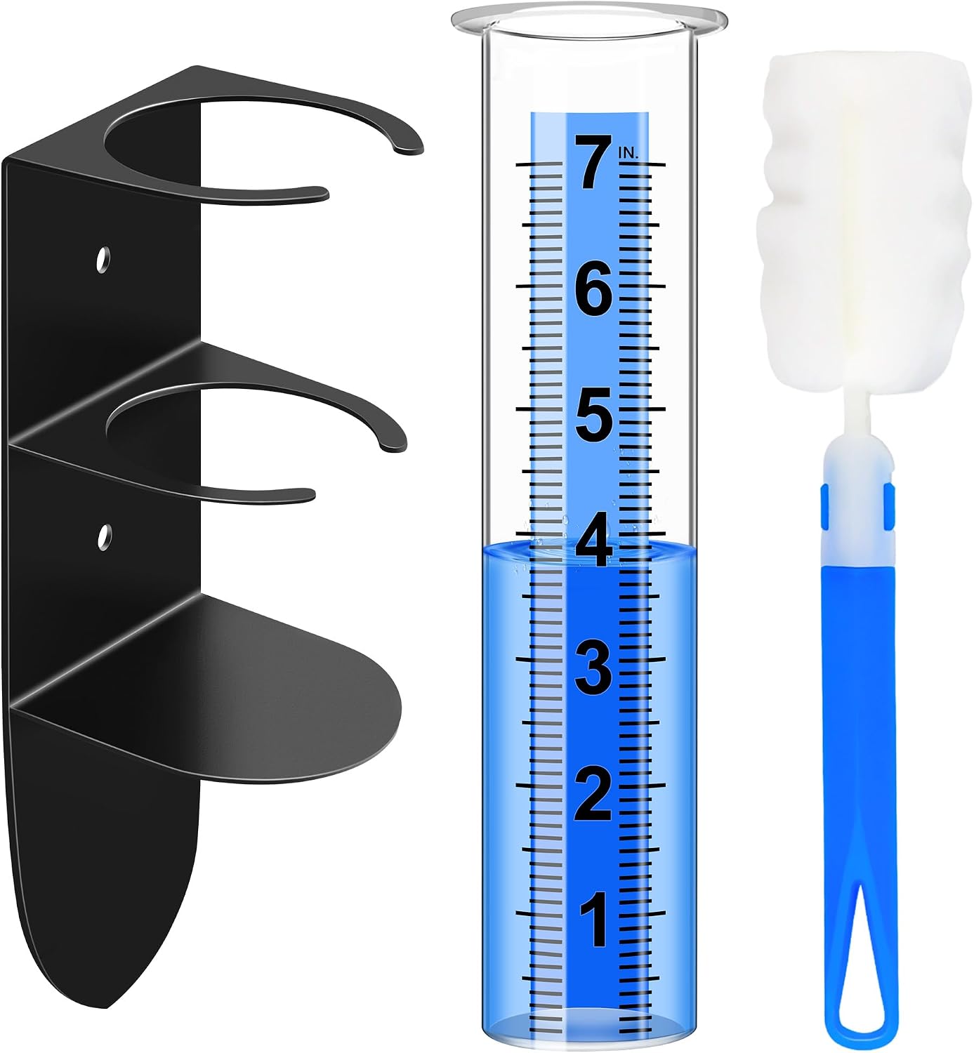 Rain Gauge Outdoor, Rain Gauge with 2 in 1 Stainless Steel Rack Holder