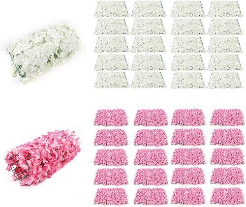 Miniatura 8 de Paneles de pared de flores artificiales, tapete de pared de flores 3D, paneles de flores de seda de 16 x 24 pulgadas, hechos a mano con flores de