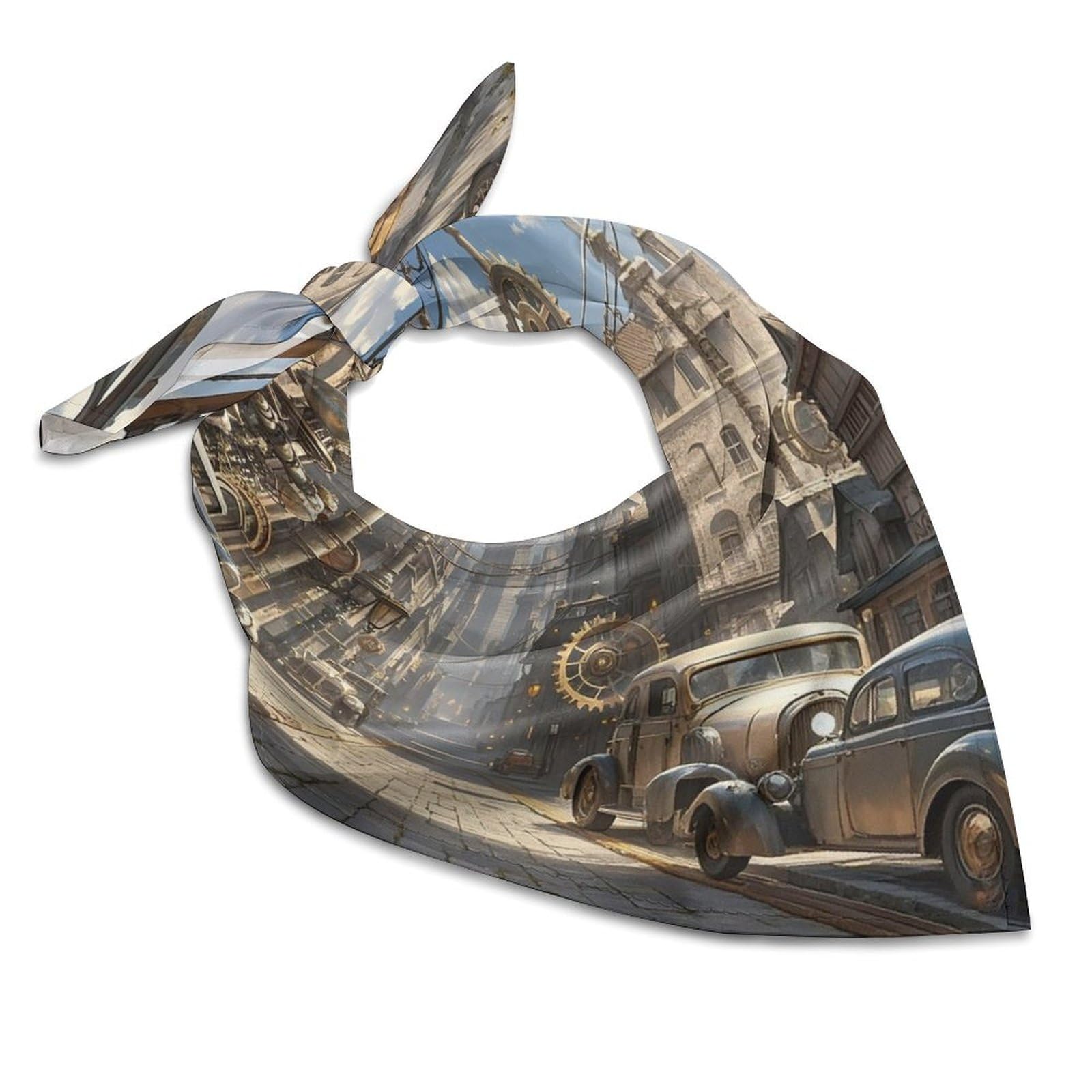Jtklqbn Unisex Steampunk City Breathable Head Scarf Printed Headscarf Lightweight Square Scarf Women Scarves Bandanas Neckerchief, 18"X18"