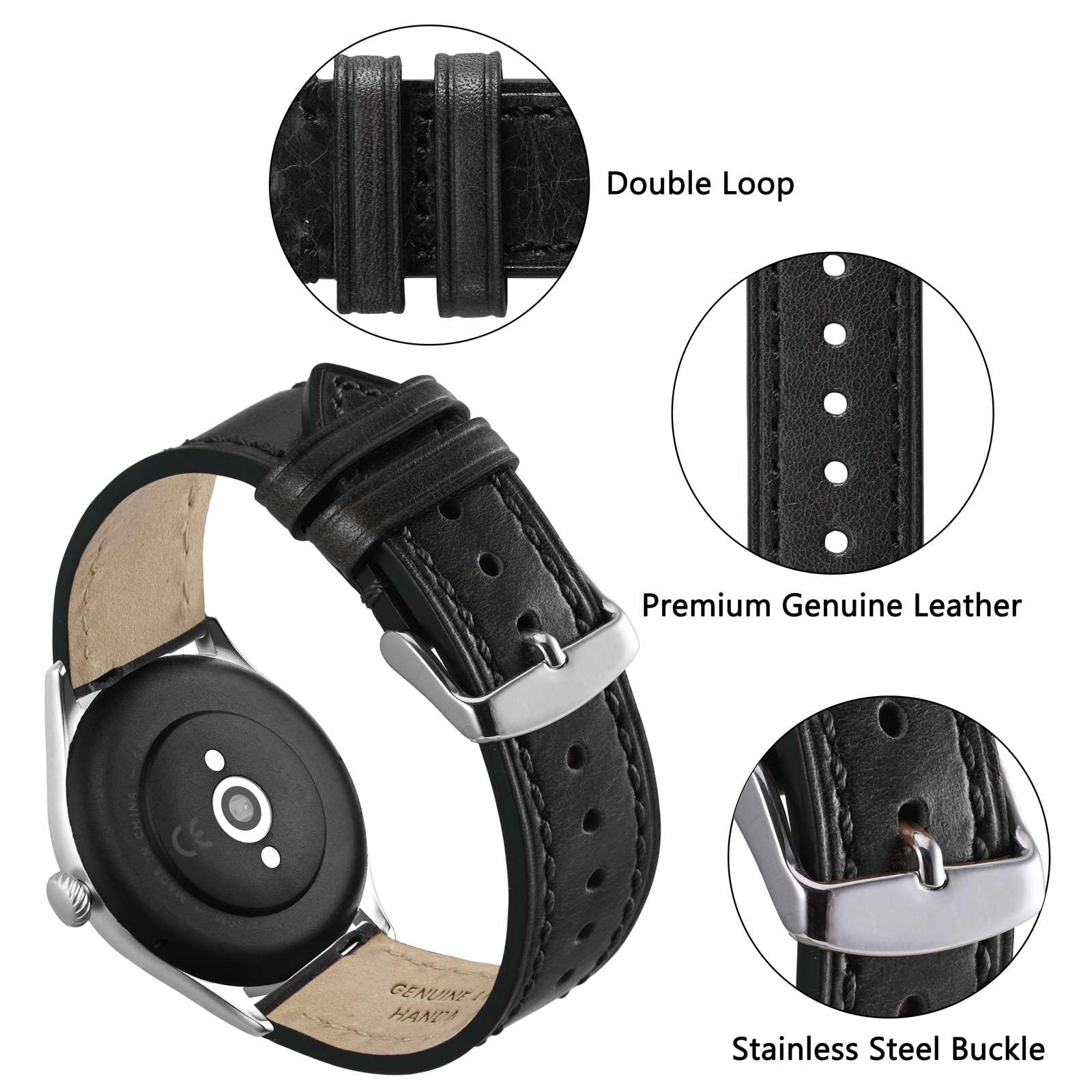 Anbeer Vintage Leather Watch Band,18mm Quick Release Replacement Calf Skin Watch Strap for Men and Women,Silver Stainless Steel Buckle