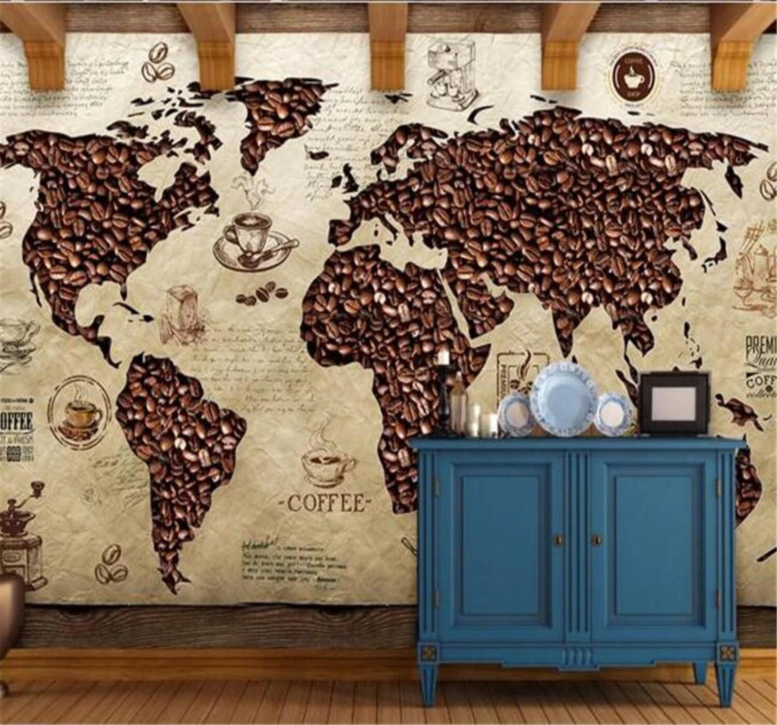 Unique Abstract Vintage World Map Café 3D Wallpaper Easy Install Feature Office Living Room Sofa Bedroom TV Background Wall Decoration-400cm×280cm