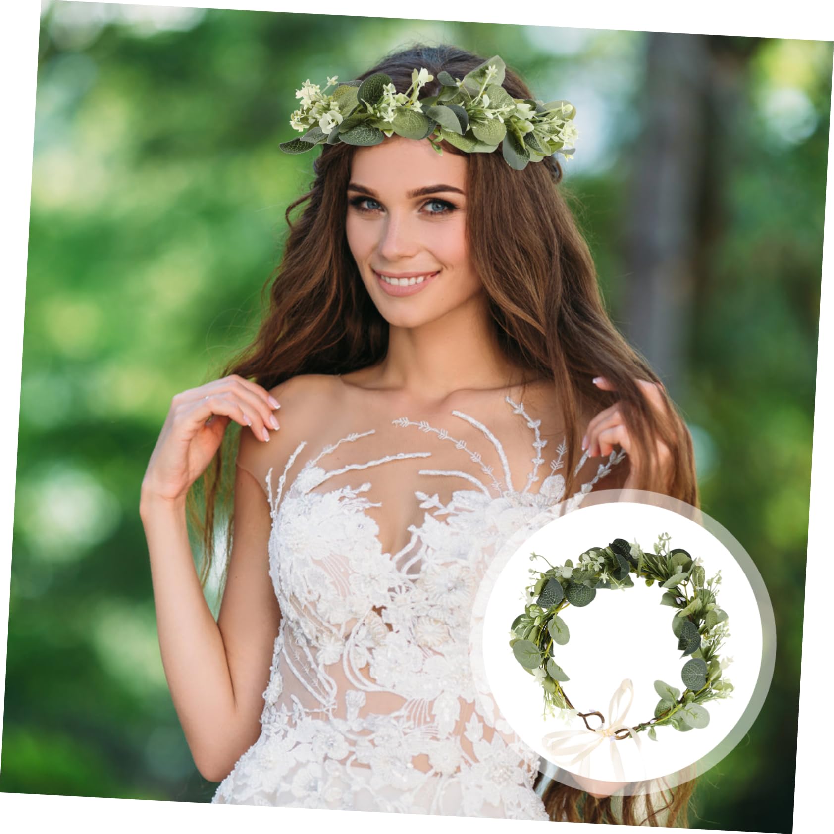 FRCOLOR 3 Piezas Guirnalda Diadema Cintas Para El Cabello Para Niñas Tocado Nupcial De Hadas Foto Guirnalda Falsa Tocado Nupcial Traje De Alambre De Hierro Verde