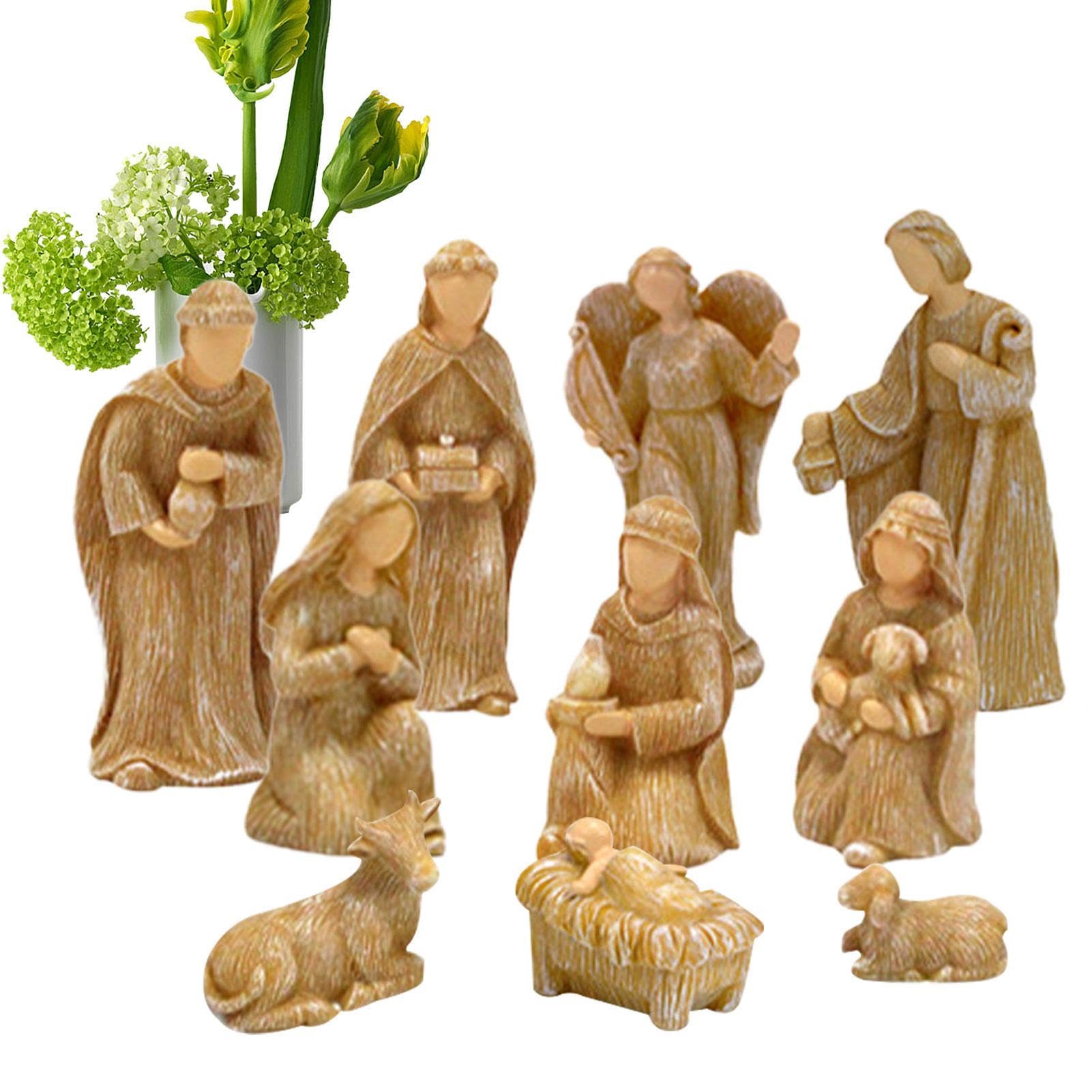 Crèche De Noël En Résine - 12 Figurines De La Nativité Peintes à La Main - Décoration De Table, Maison, Jardin - 10