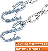 Vista 2 de Cadena de seguridad para remolque de barco de acero grado 30 de 1/4" X 27" con ganchos de resorte de 5000 lbs, 2 piezas (1/4" X 27")