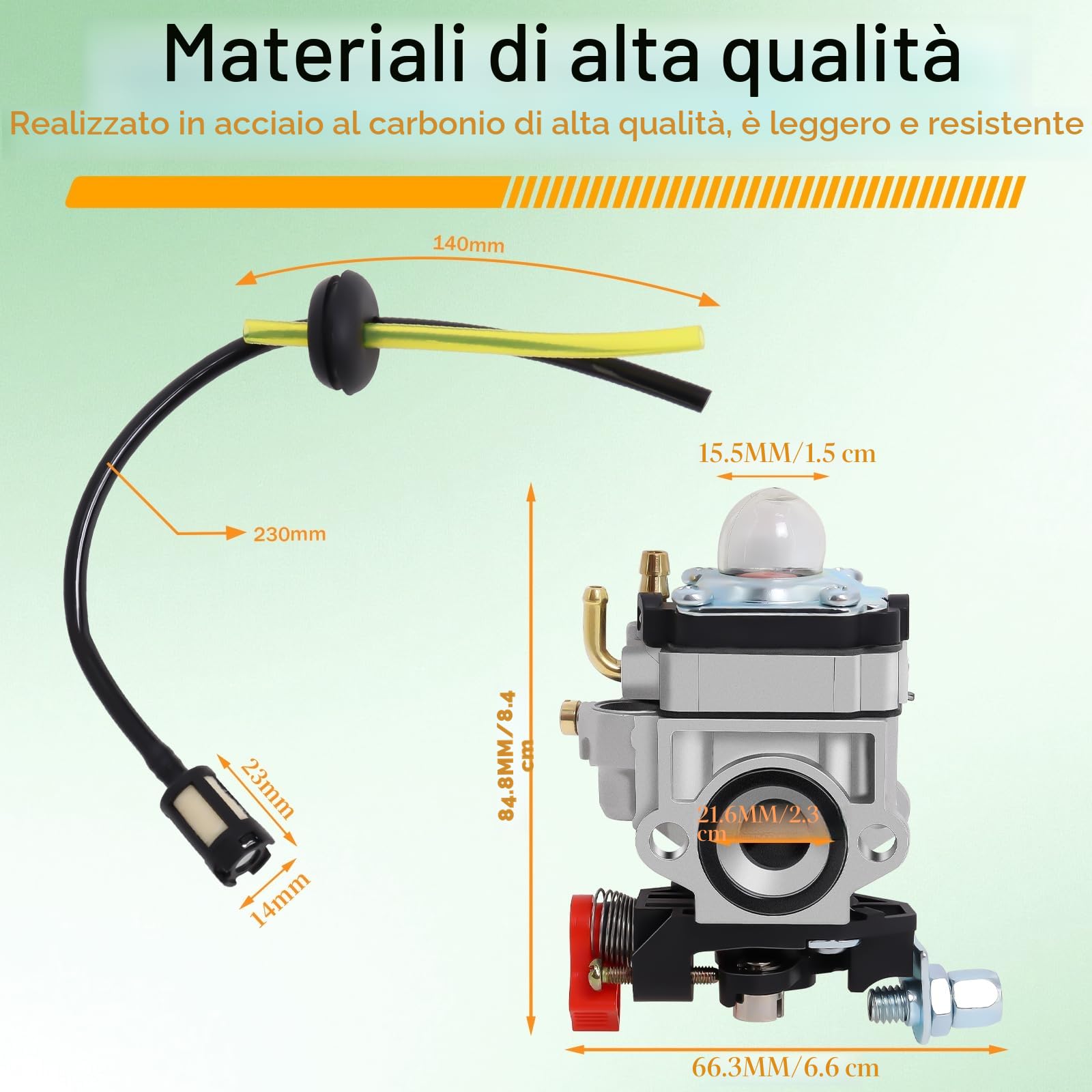 Carburatore Compatibile con Walbro Tipo WYJ 26cc-33cc Decespugliatori e Rasaerba con Pompa Primaria Distanziale Set di Tubi Carburante Spostamento Poweka