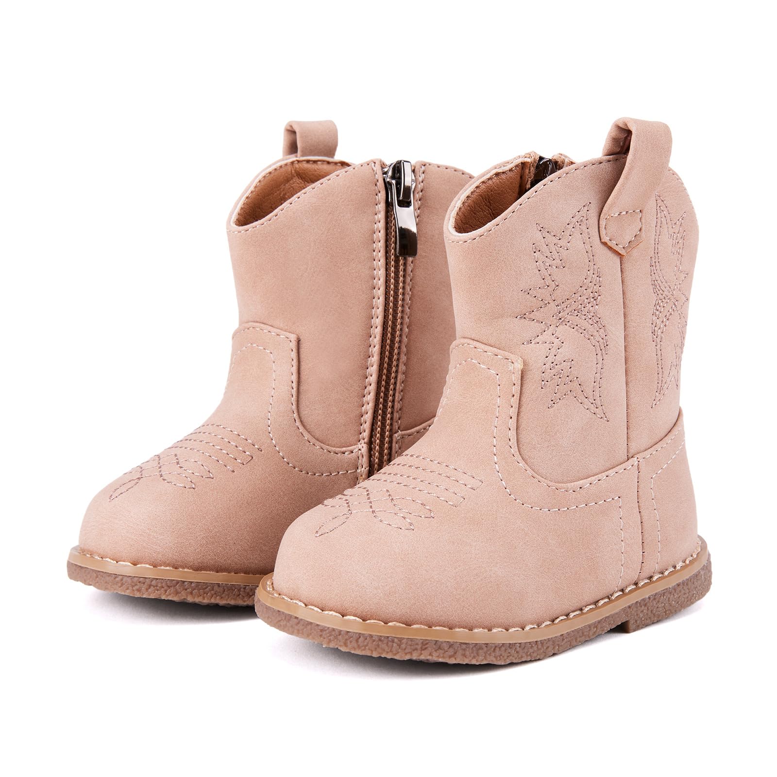 BMCiTYBM Baby Cowboy Cowgirl Boots Infant Western Boots Toddler Boys Girls Round Toe Riding Mid Calf Boots All Seasons for 6 9 12 18 24 Months