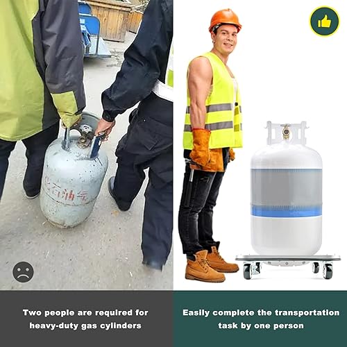 Miniatura 6 de Base de cilindro de propano movible 304,Soporte de tanque de propano con rueda de freno, estante fijo de cilindro de gas de 5-30 ib para envío de
