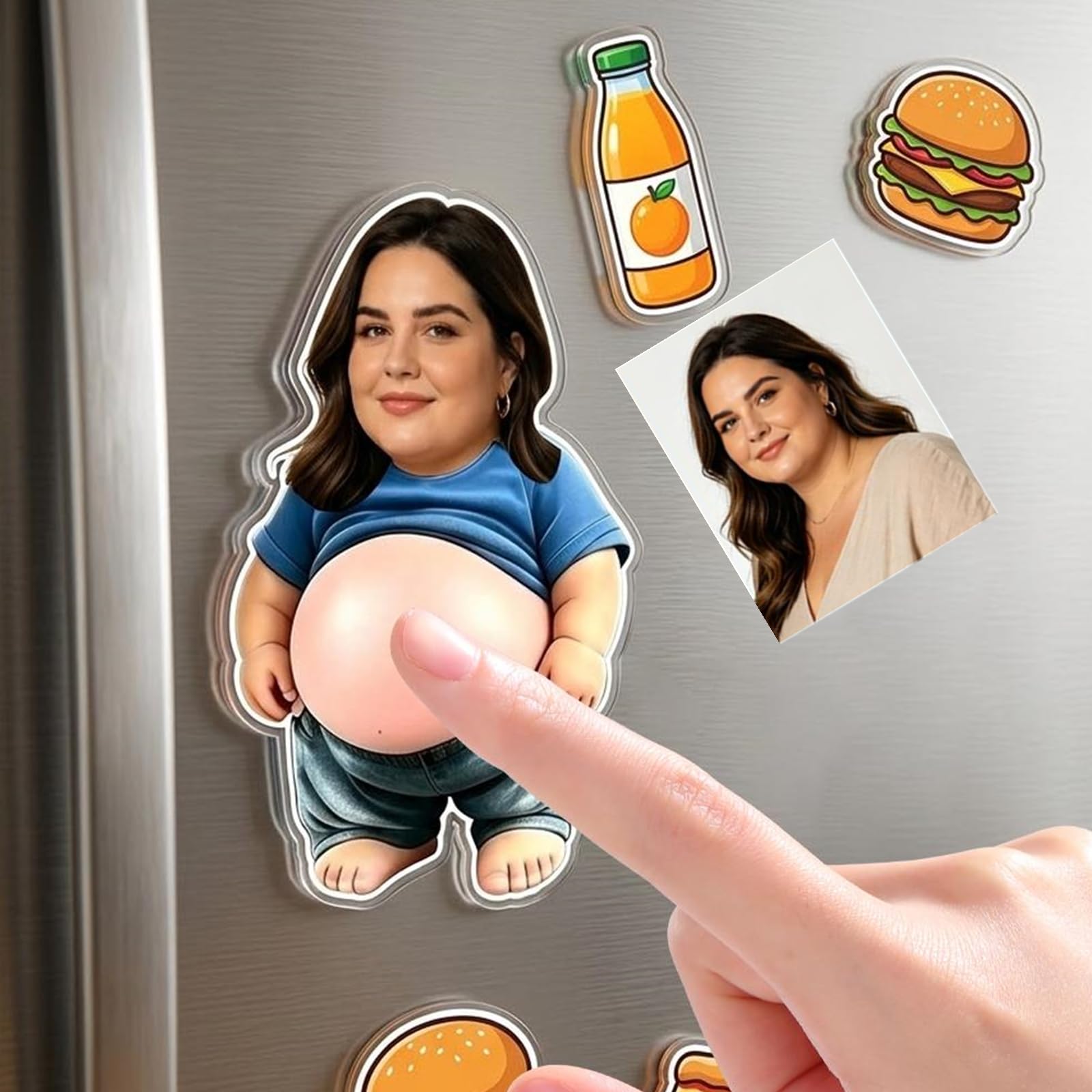 Custom Funny Squishies Belly Fridge Magnets,Personalized Face Squishies Refrigerator Magnets with Pressable Belly,Squeezable BellyFridge Decor,Stress Relief Gift Father’s Day Mother’s Day