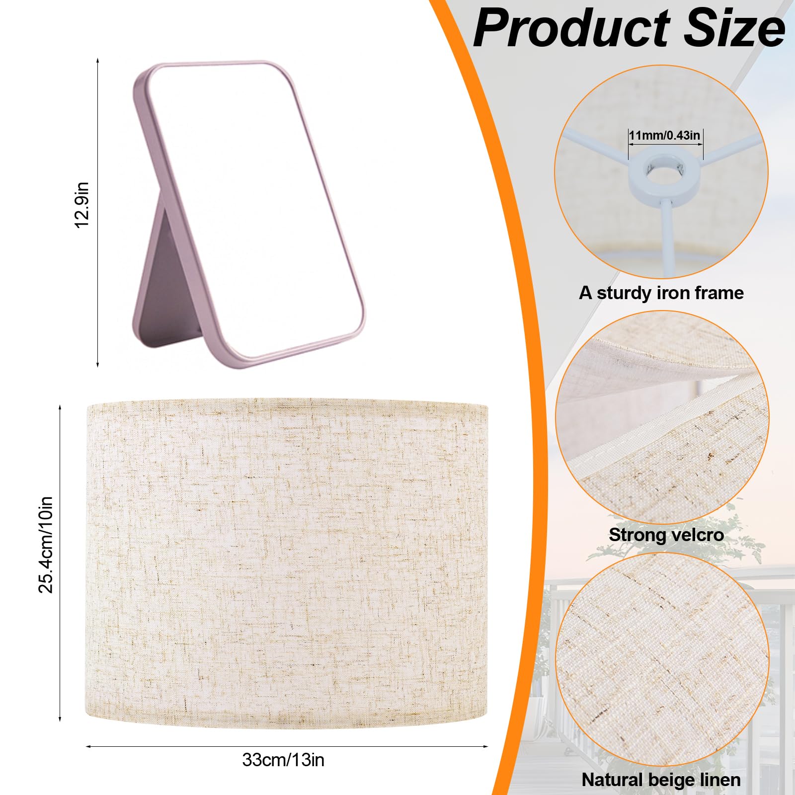 Lot de 4 abat-jours en lin beige pour lampes de table, 33 cm de haut x 33 cm de bas x 25,4 cm de haut, grand abat-jour de rechange en tissu pour lampadaires et montage araignée, assemblage facile