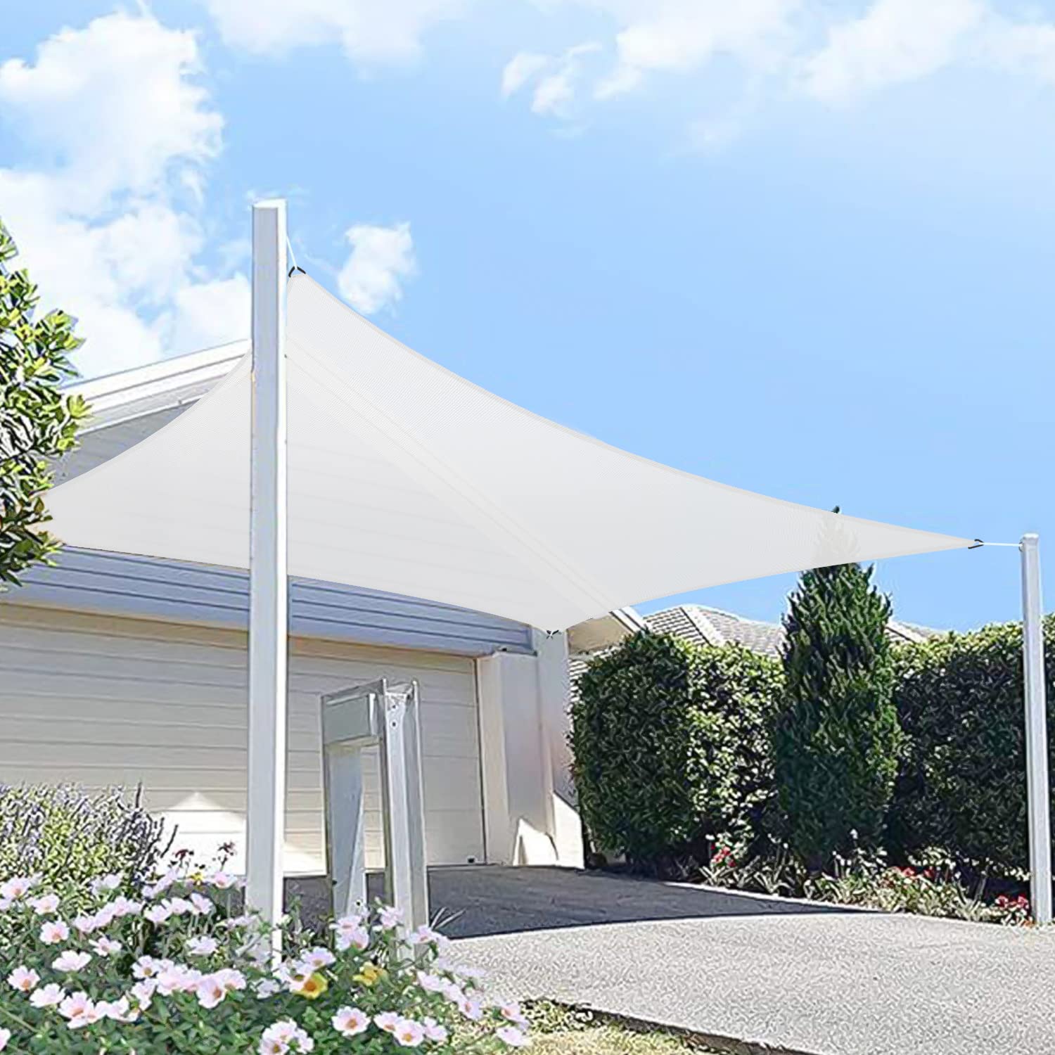 HIPPO Rectangle Shade Sail Affordable & Premium 230 GSM Sun Shade UV Block for Canopy Outdoor Patio Car Parking (Arctic-White, 9.5FTX13FT)