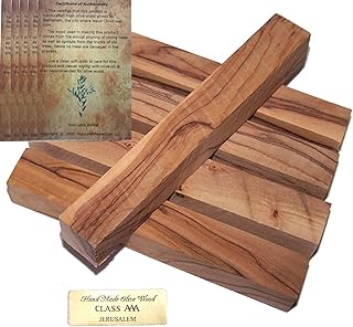 Holy Land Market Olive Wood Bethlehem Pen Blanks (Five) 5 pc or Blanks : 3/4" x 5-5.5" with Certificate