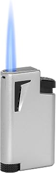 Xikar XK1 Single Jet Flame Torch Lighter, Innovative Technology, Single-Action Piezo Ignition, Burner Protection, Large Fuel Adjustment Knob and Fuel Window, Silver