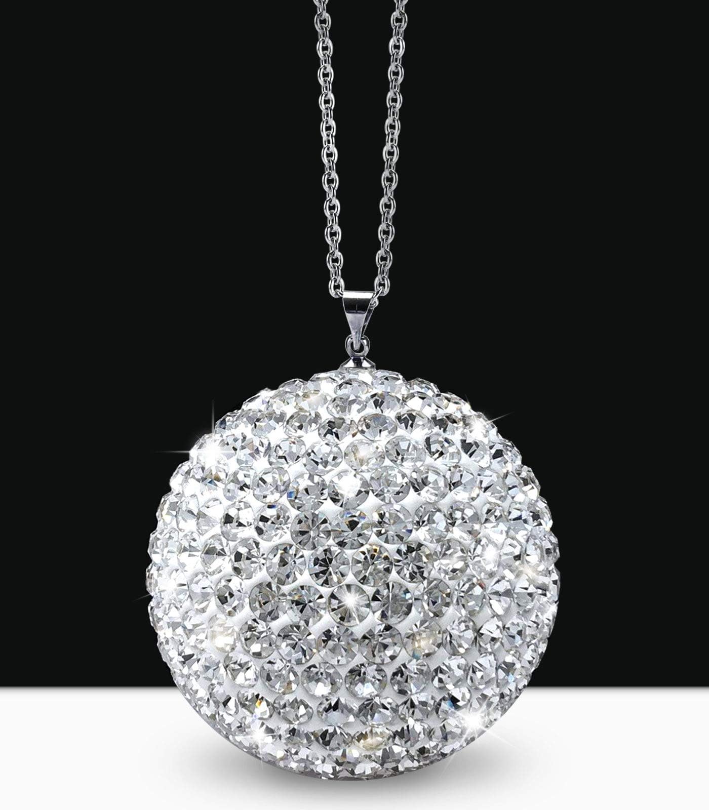 ToBeQueen Crystal Ball Car Rear View Mirror Pendant CARM Bling Decor Accessories Car Bling Decoration for Women