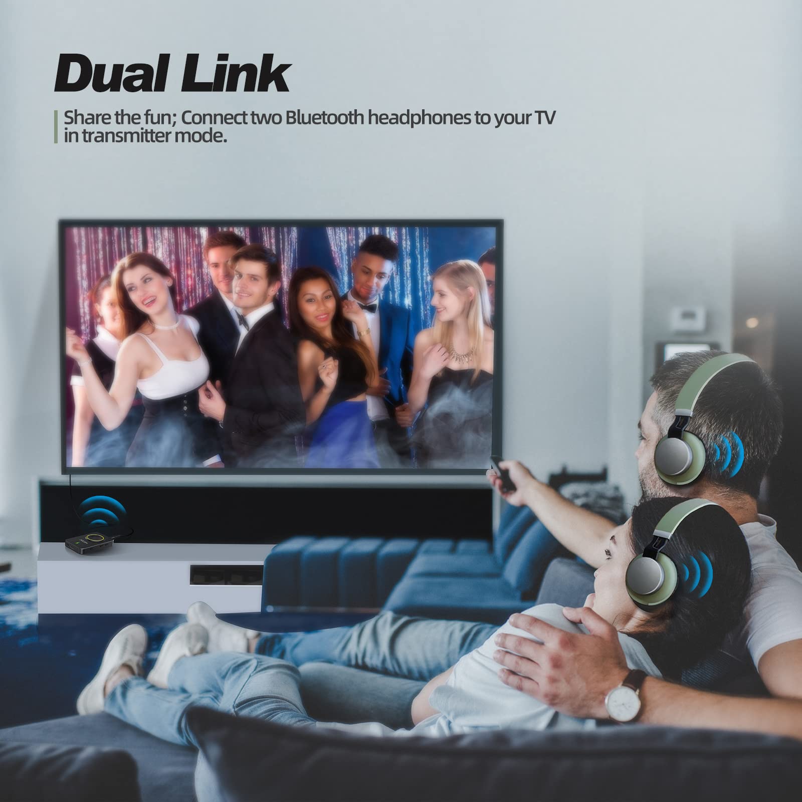ZIOCOM trasmettitore Bluetooth per PC TV e altoparlante auto, 2-in-1 Wireless 3.5mm Bluetooth Aux Adapter con microfono incorporato e batteria, Duale Link, aptX bassa latenza
